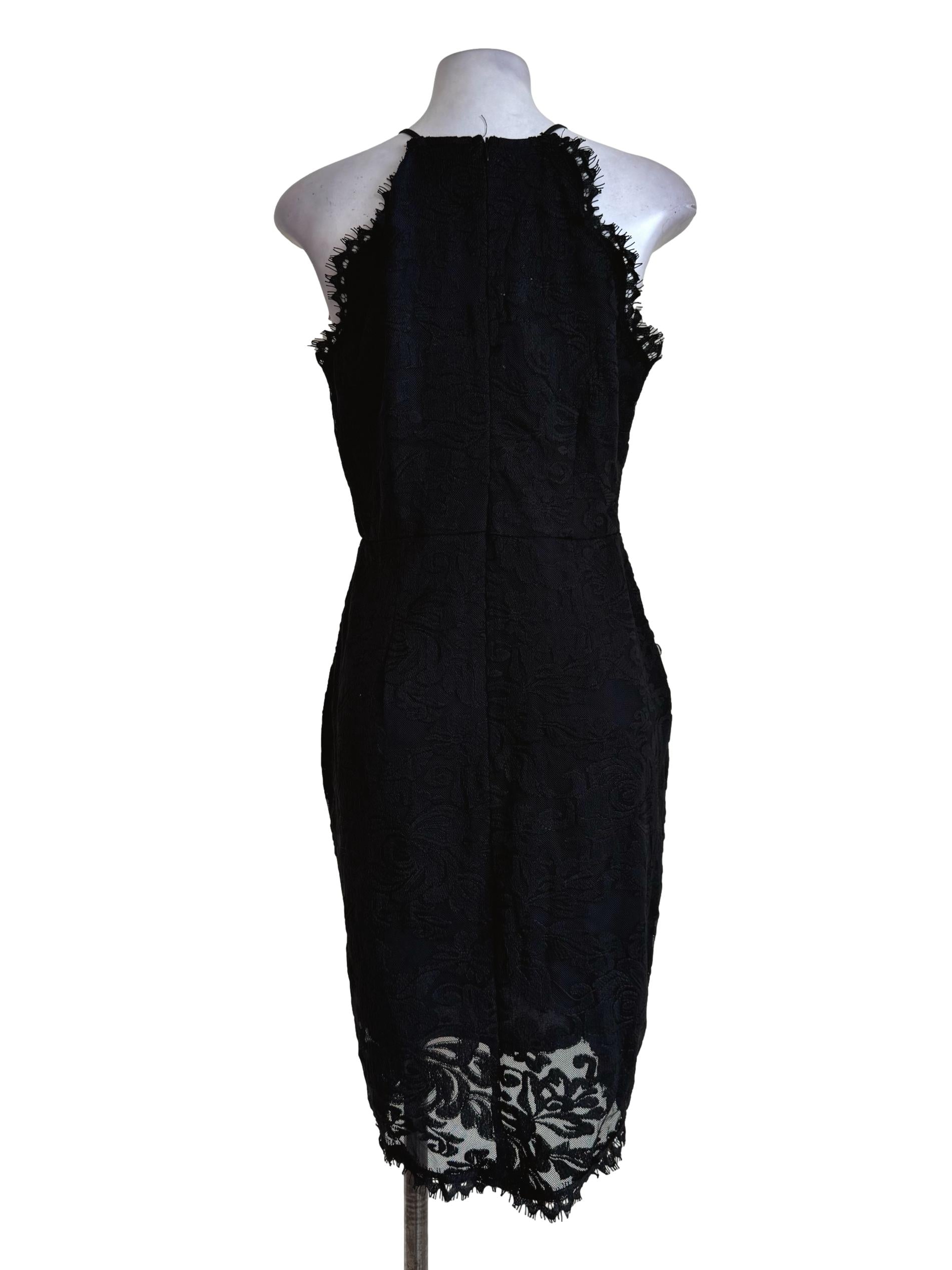 Black Lace Round Neck Dress