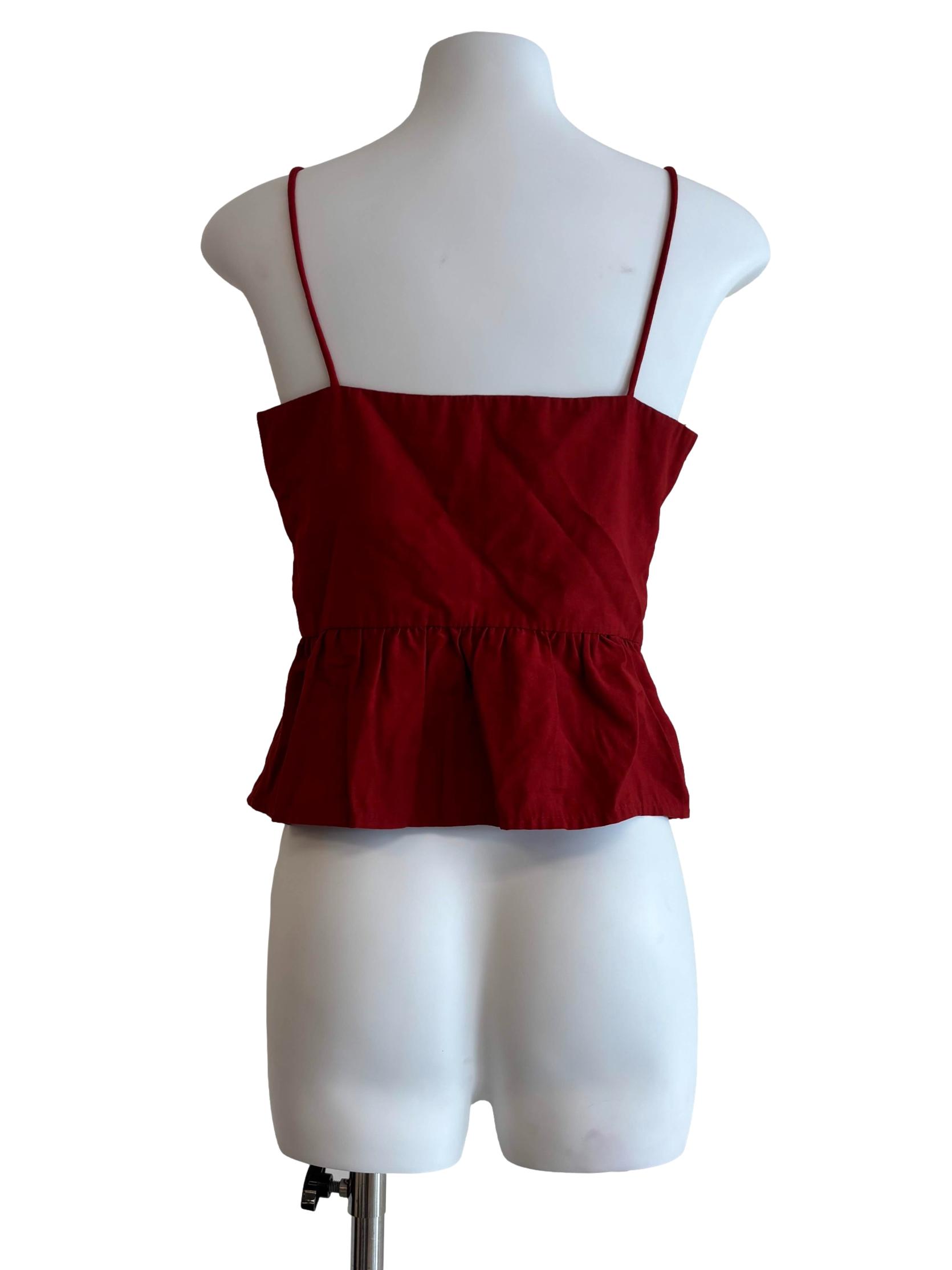 Lava Red Spaghetti Strap Peplum Top