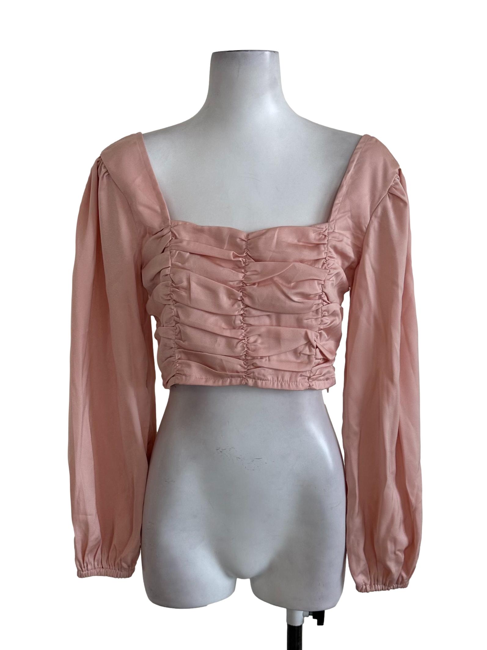 Peach Pink Plain Satin Top