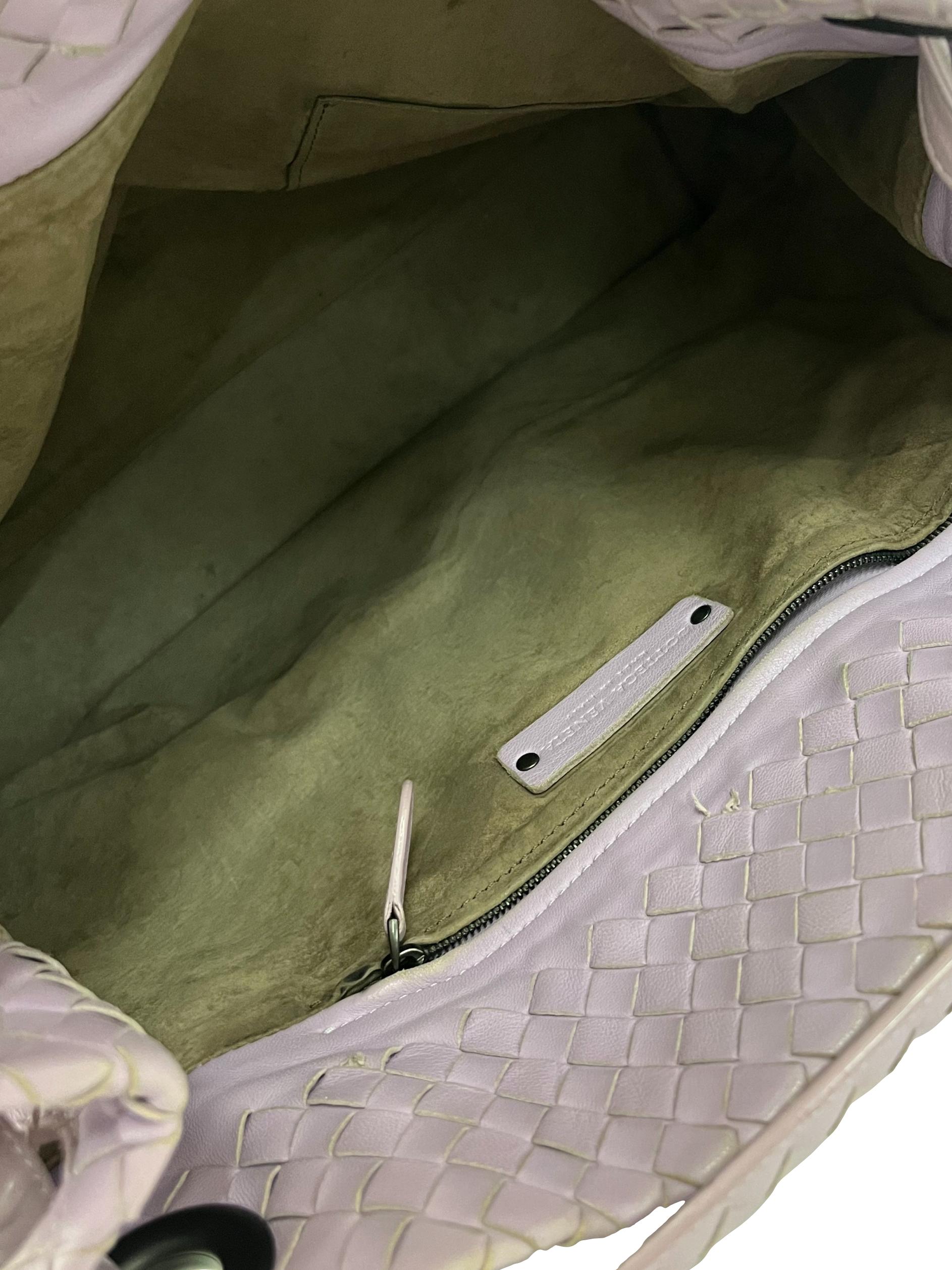 Purple Intrecciato Leather Shoulder Bag