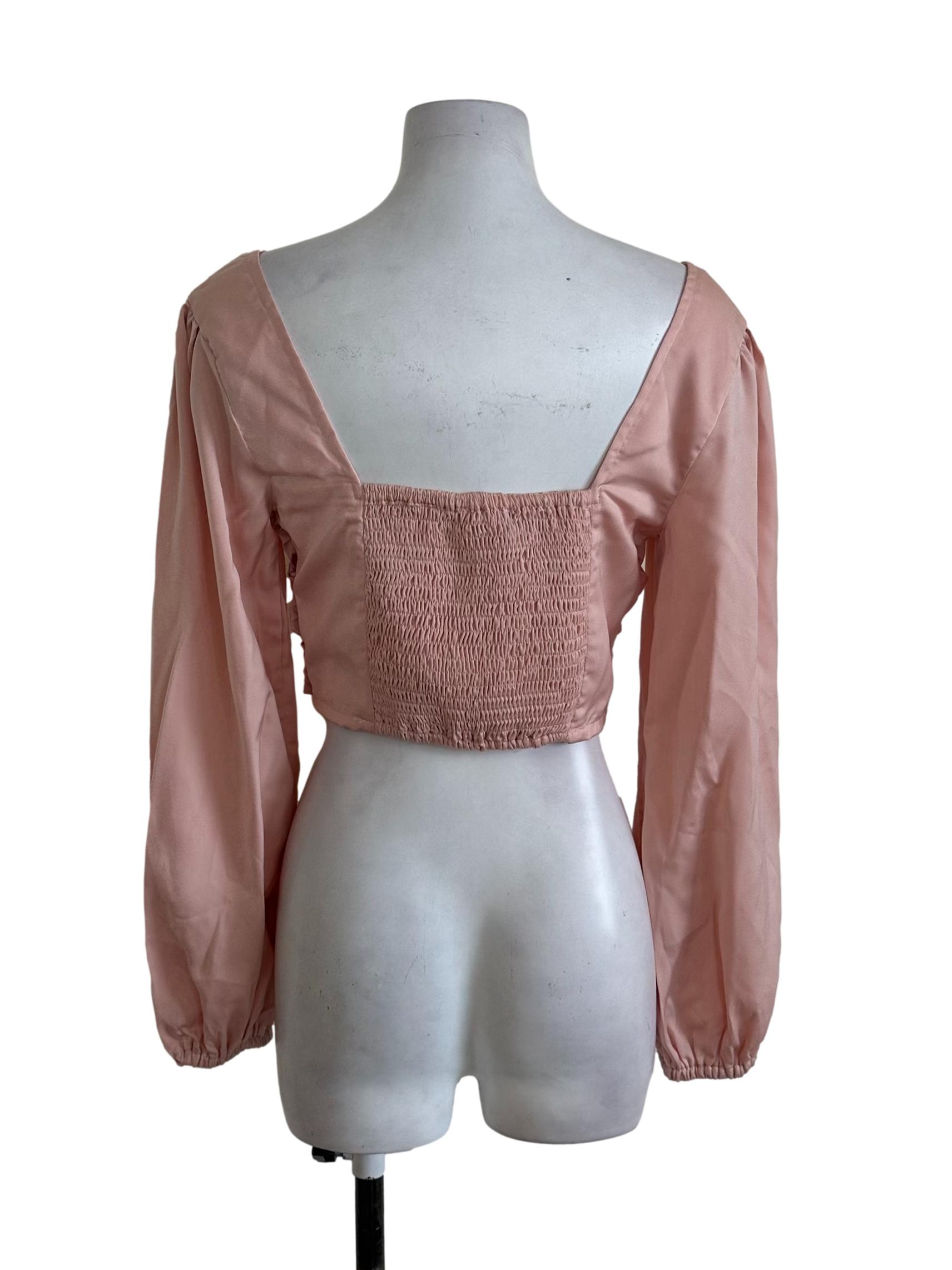 Peach Pink Plain Satin Top