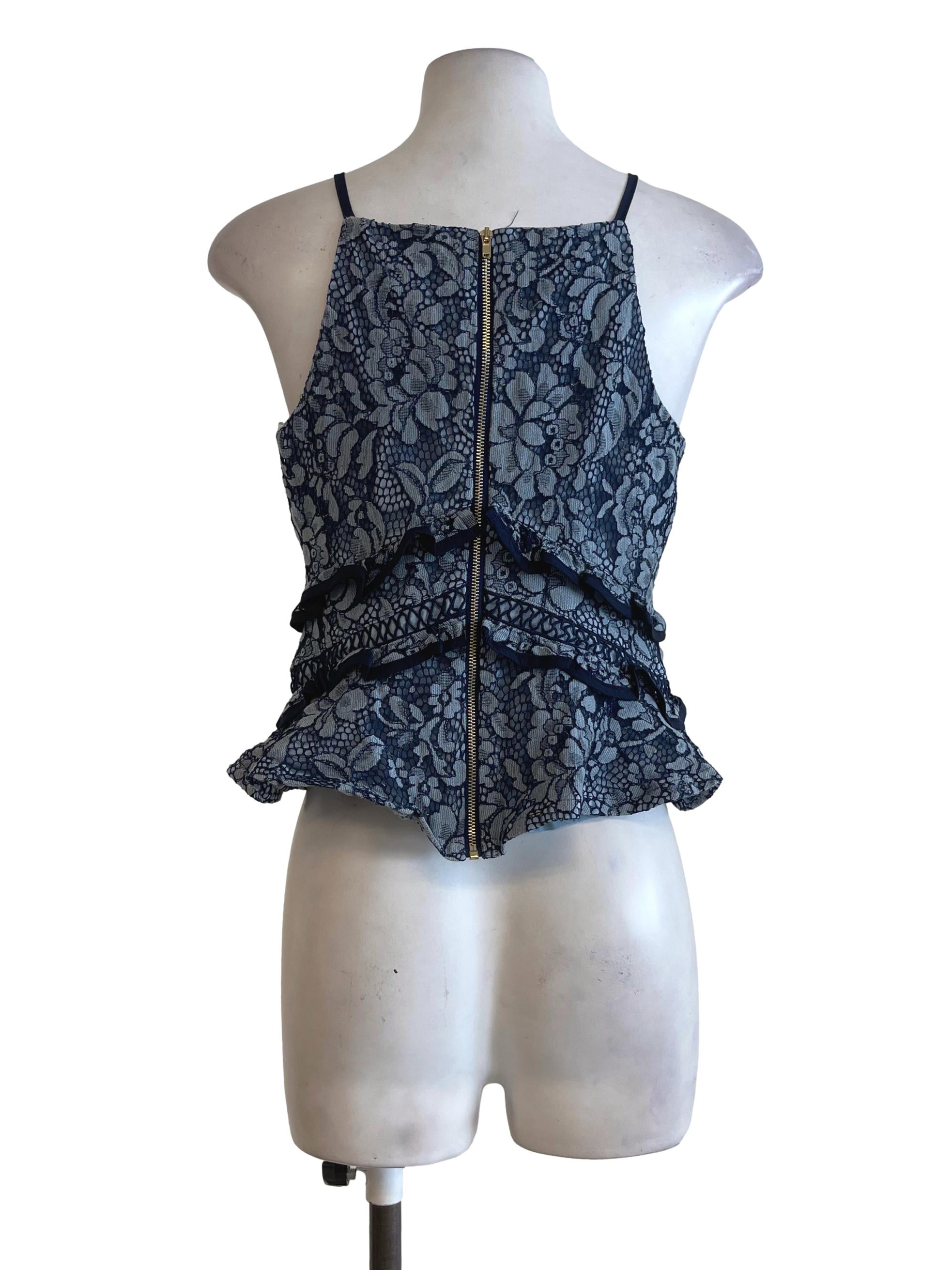 Blue Laced Top With Lighter Lining