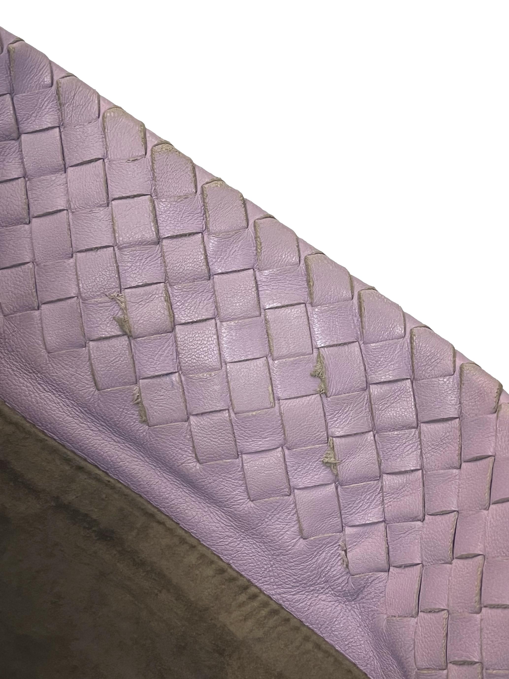 Purple Intrecciato Leather Shoulder Bag