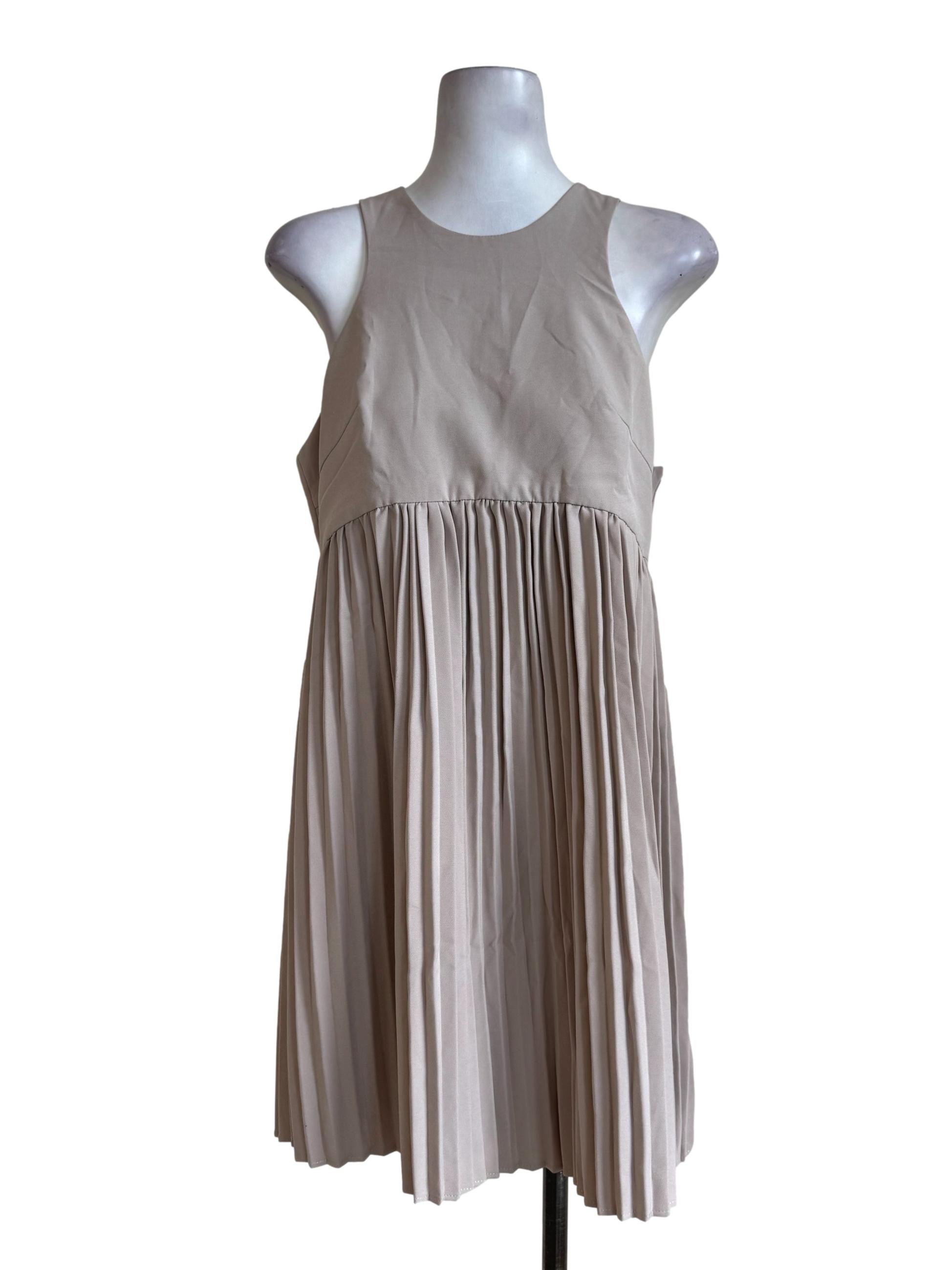 Clay Brown Pleated Dress LB