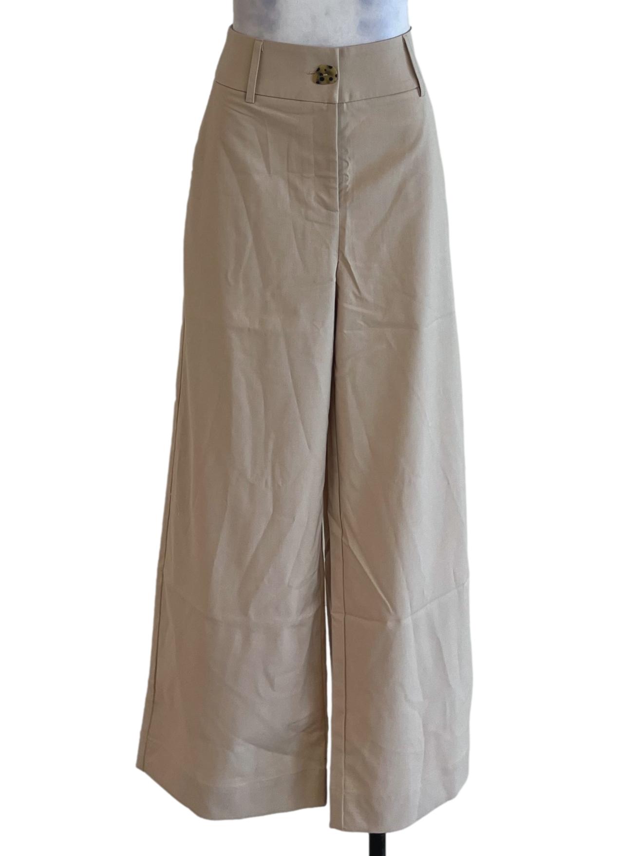 Beige High-Waisted Formal Pants