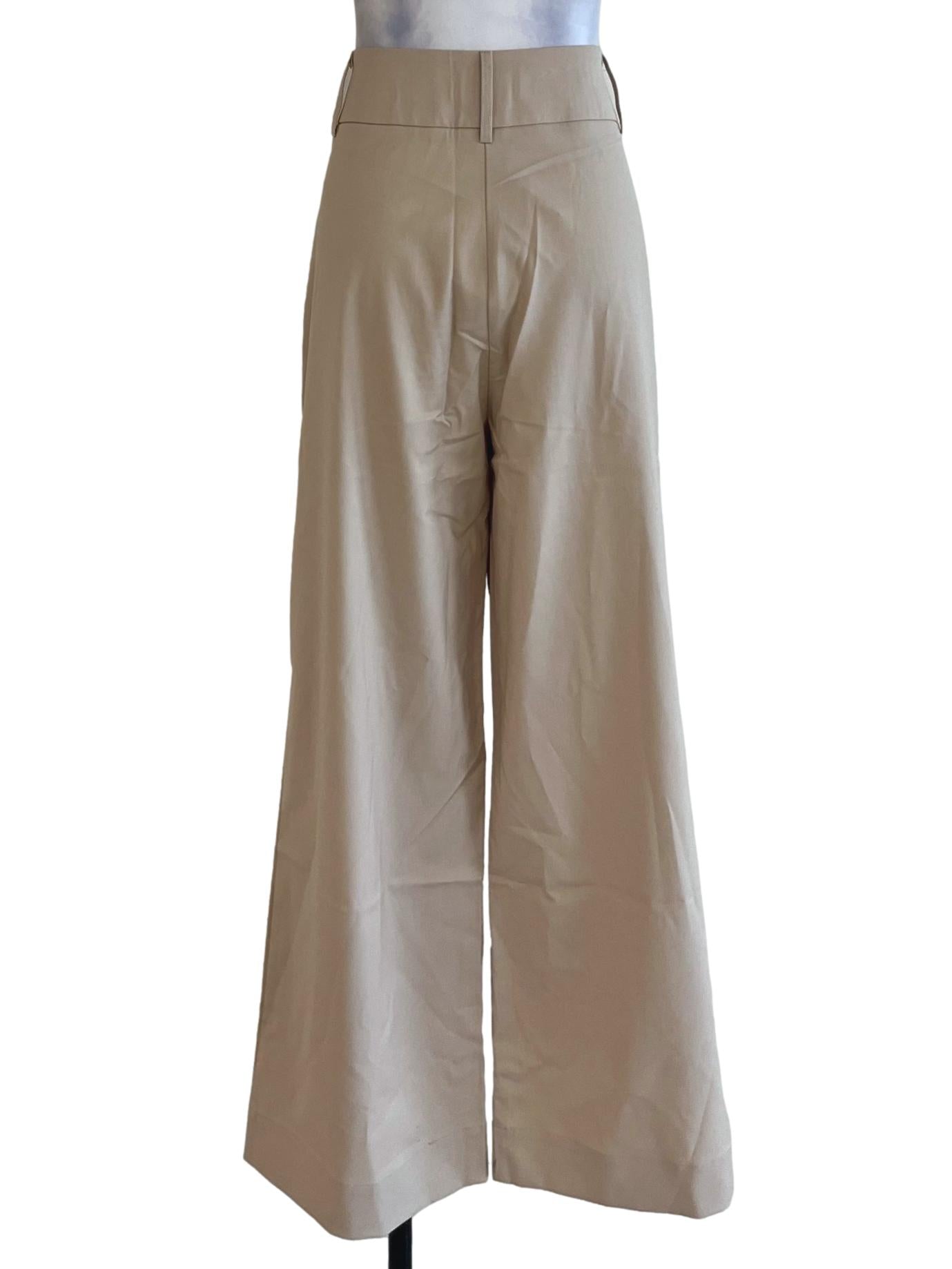 Beige High-Waisted Formal Pants