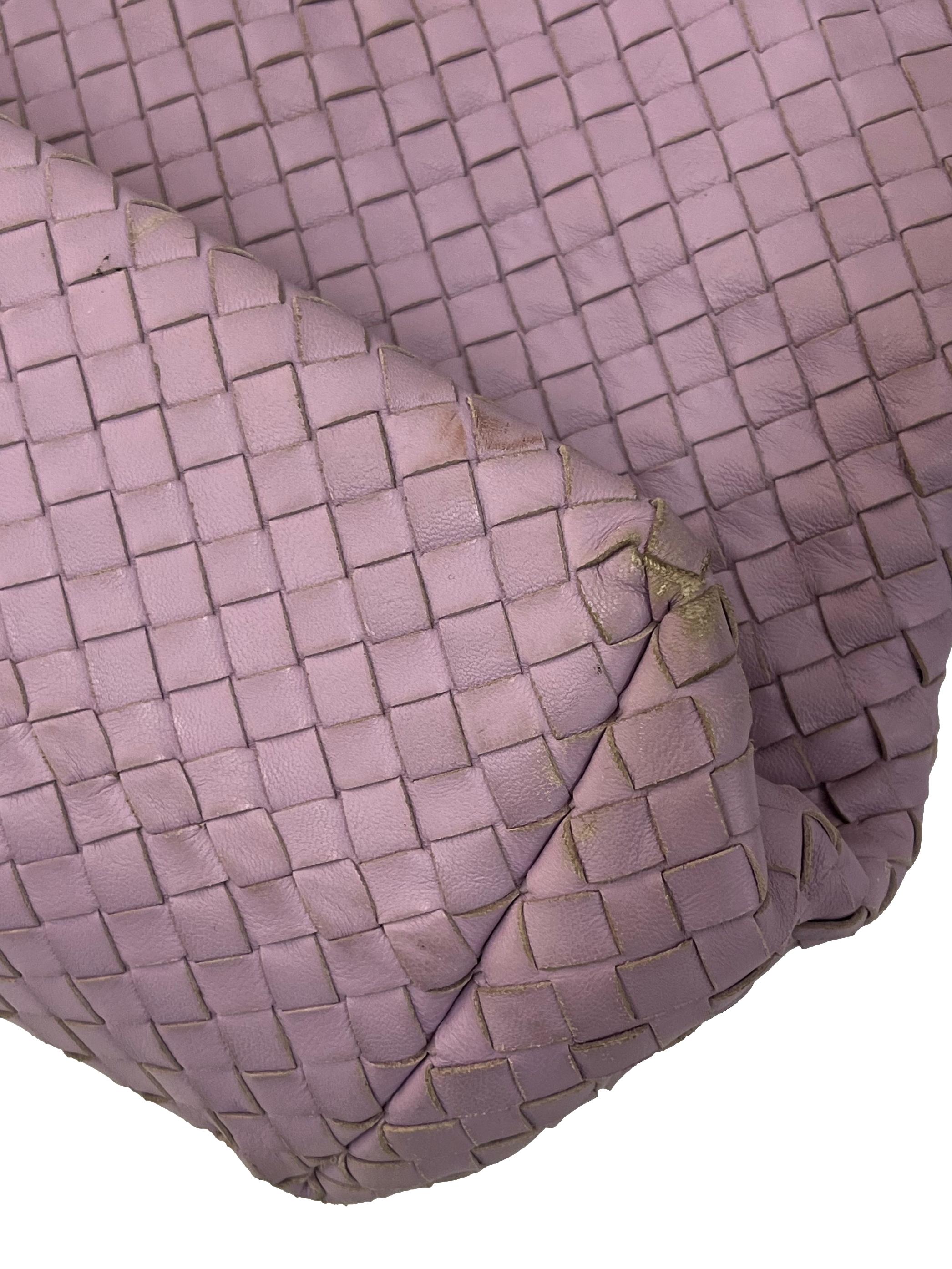 Purple Intrecciato Leather Shoulder Bag