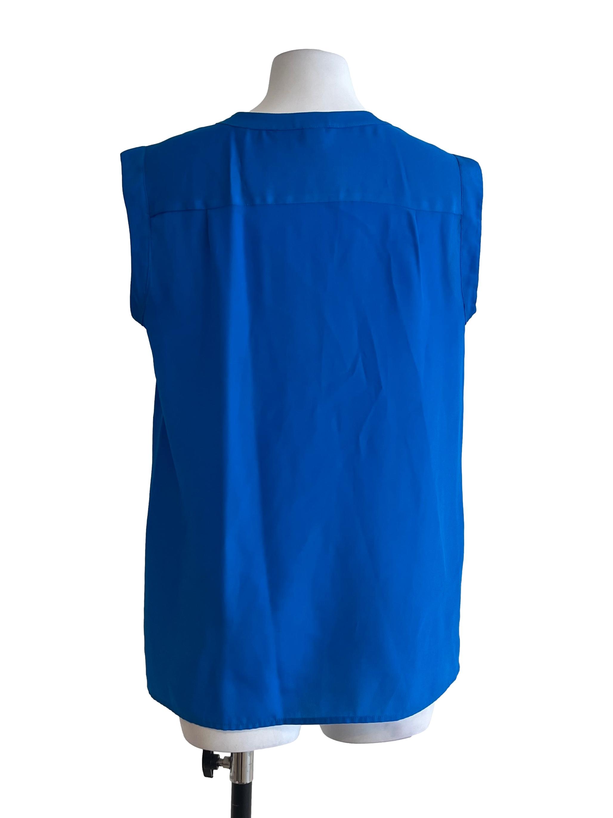 Lapis Blue Round Sleeveless Top