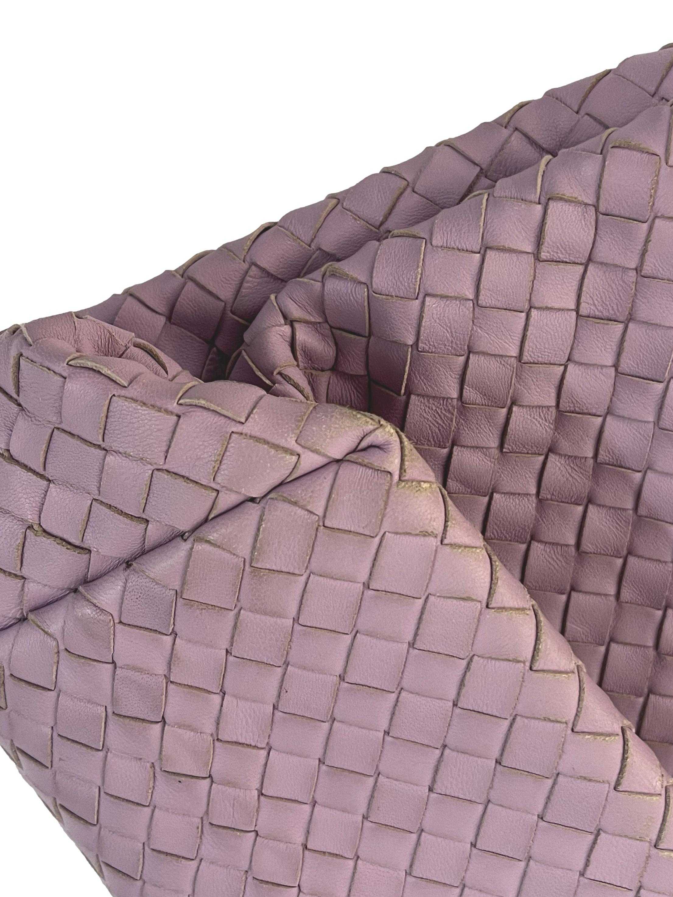 Purple Intrecciato Leather Shoulder Bag