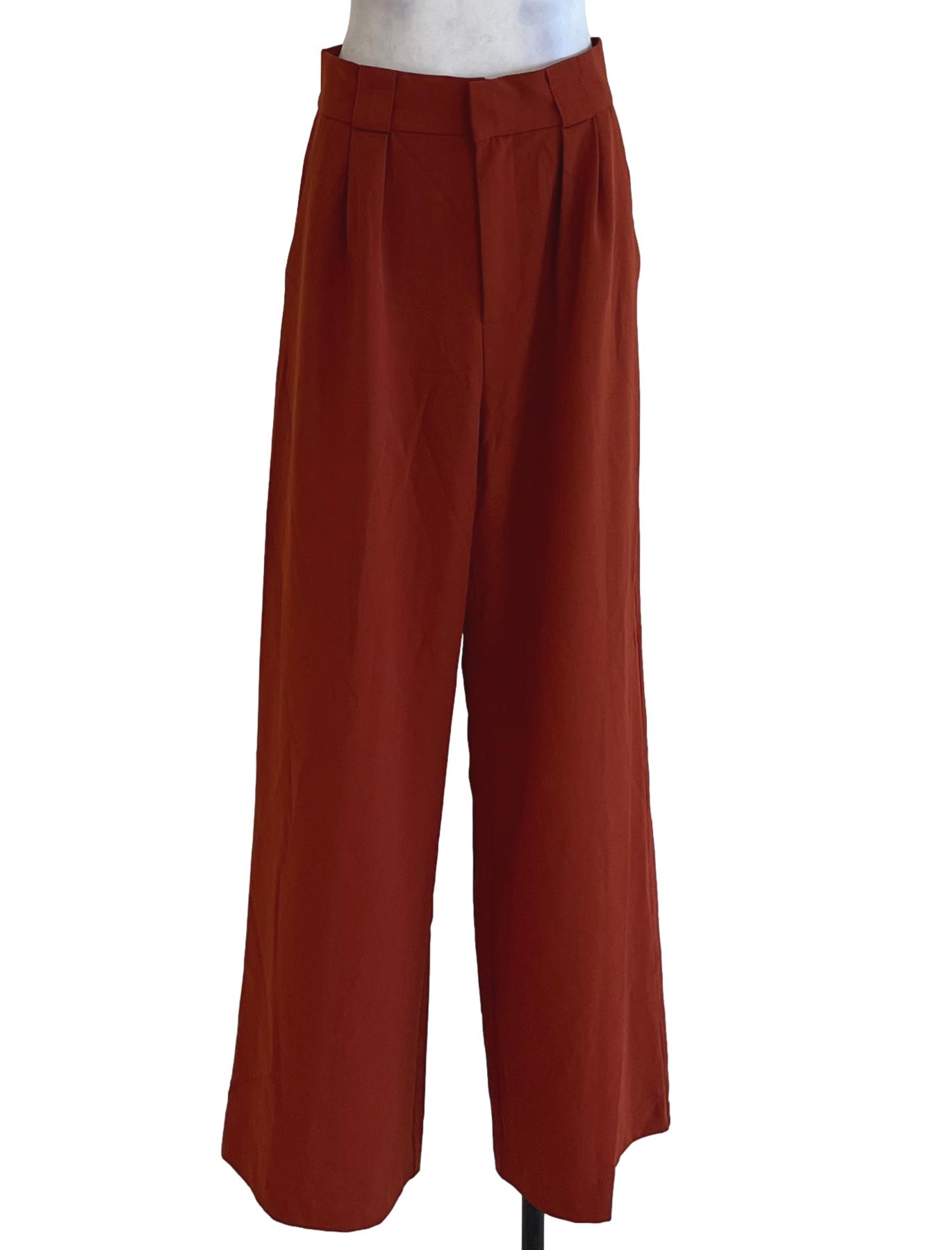 Amber Orange High-Waisted Formal Pants