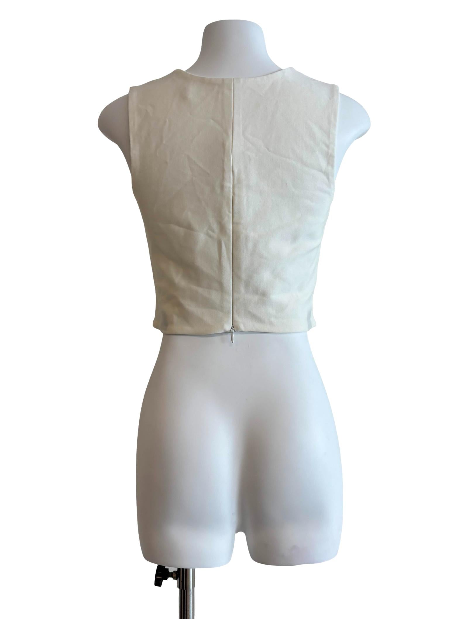 Cream Square Neck Fitted Top