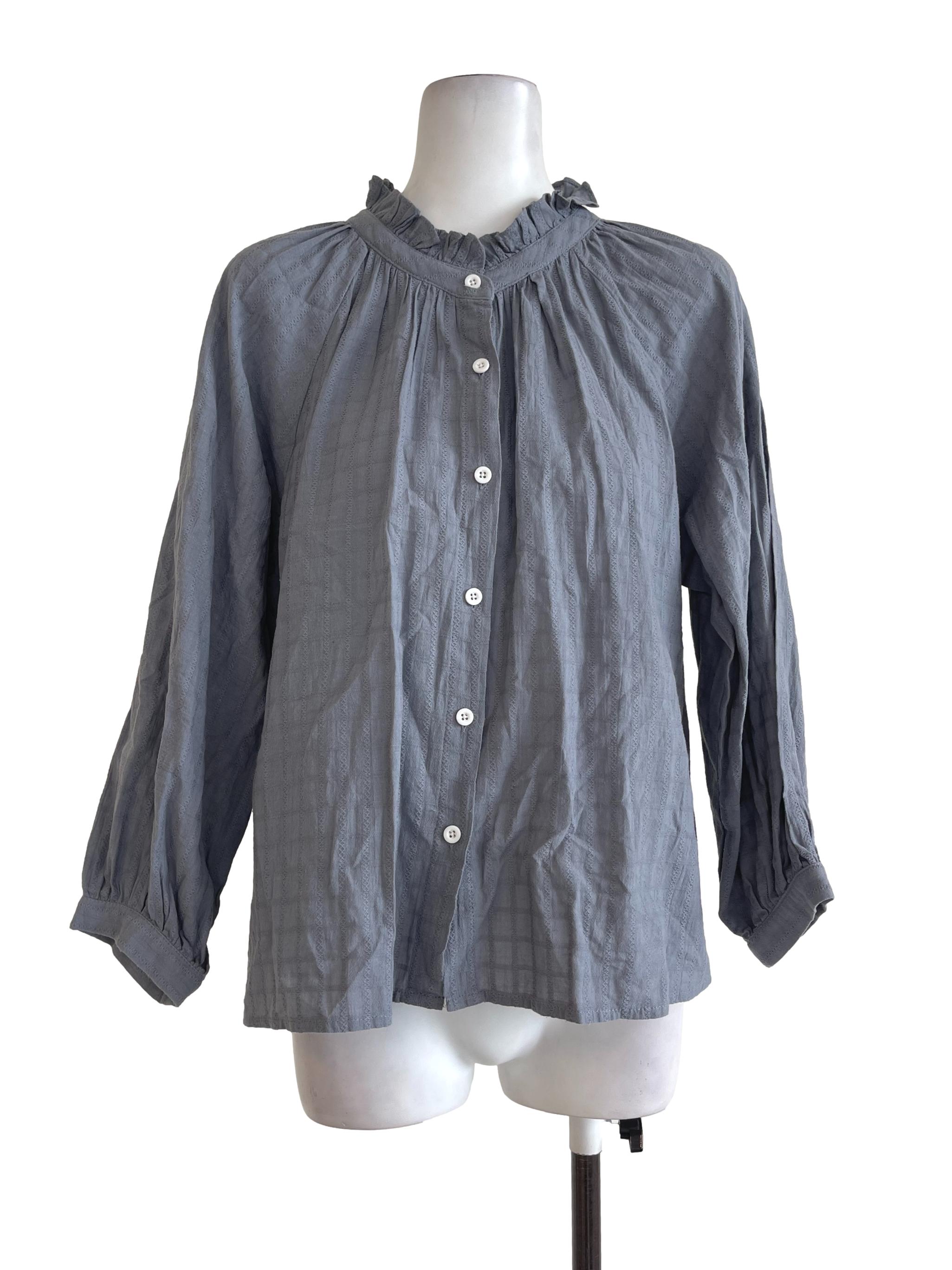Slate Grey Button Blouse