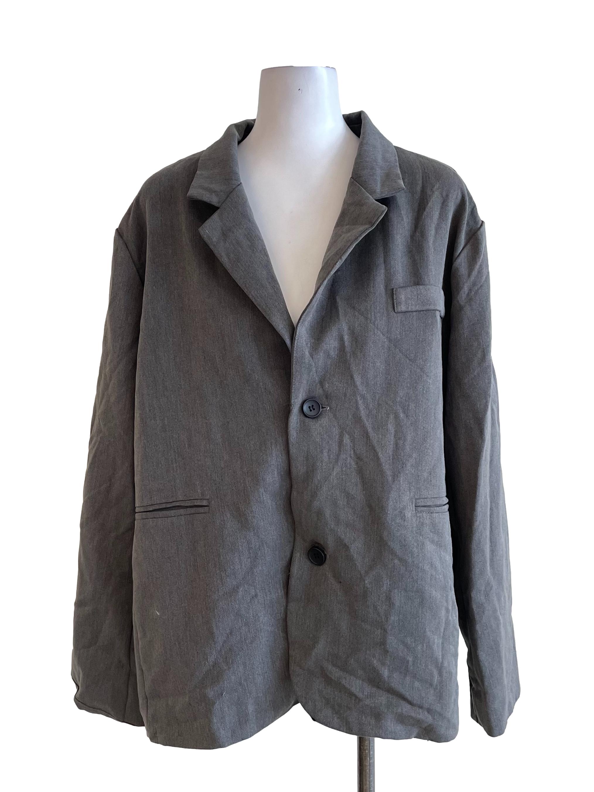 Grey Single Breasted Blazer