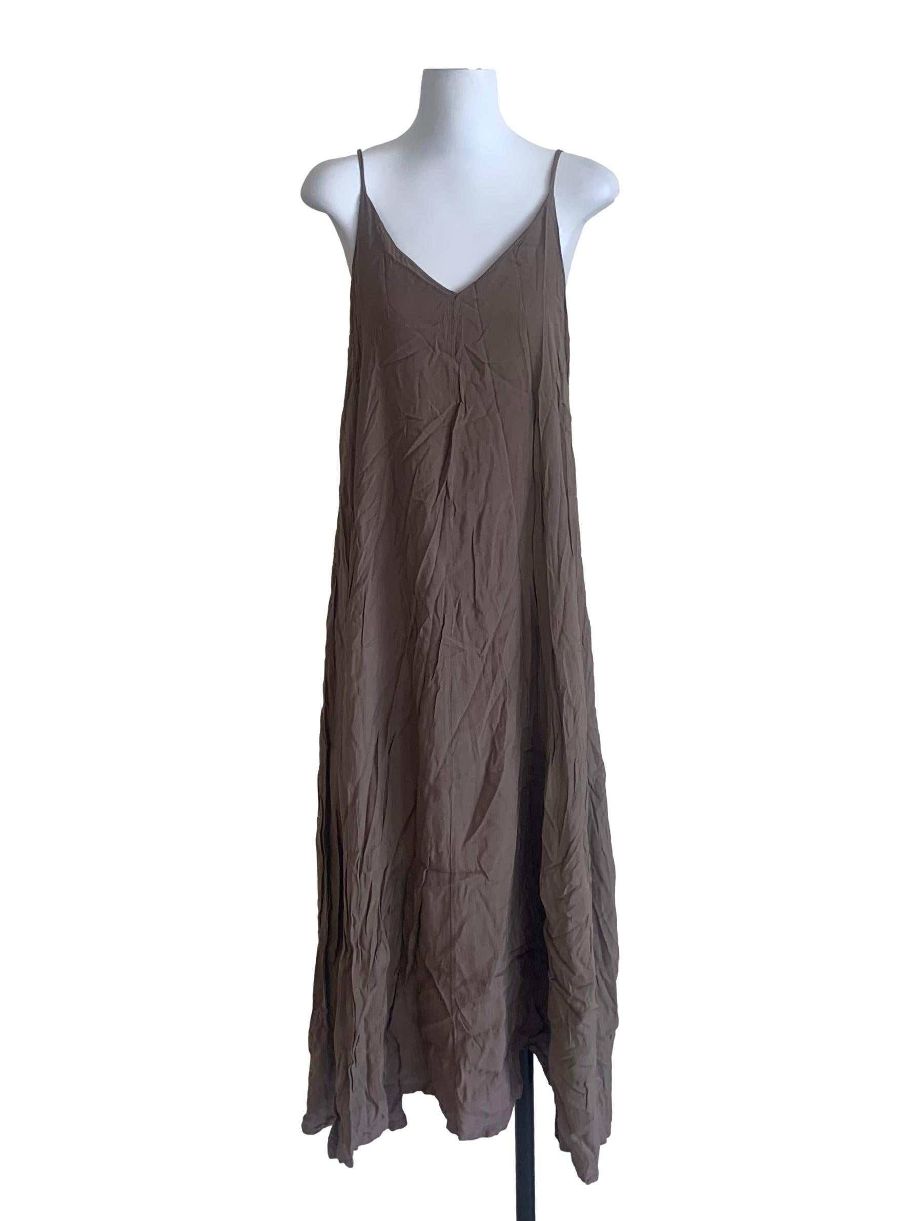 Pecan Brown Spaghetti Strap Tent Dress