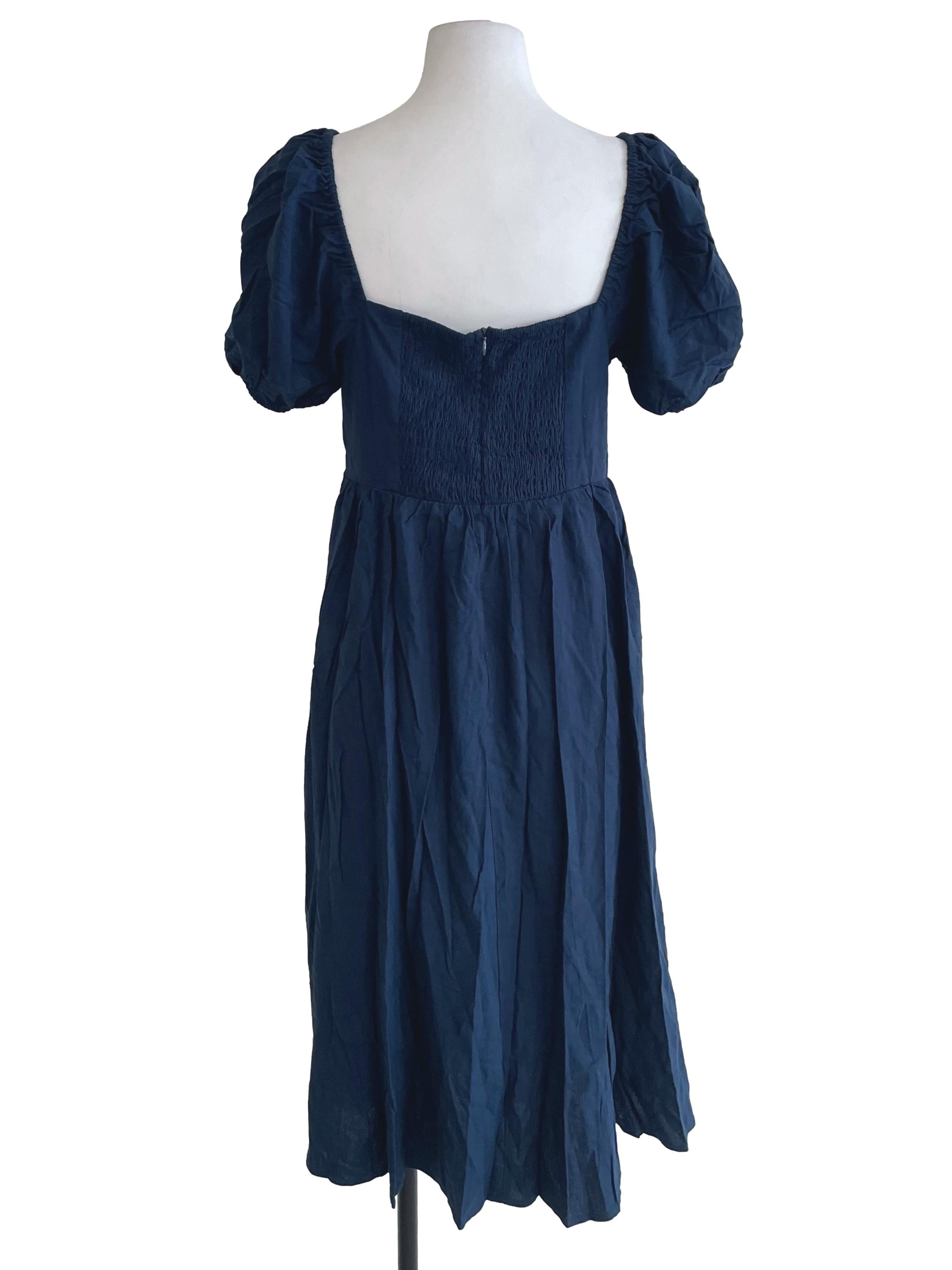 Denim Blue Milkmaid Bouffant Dress