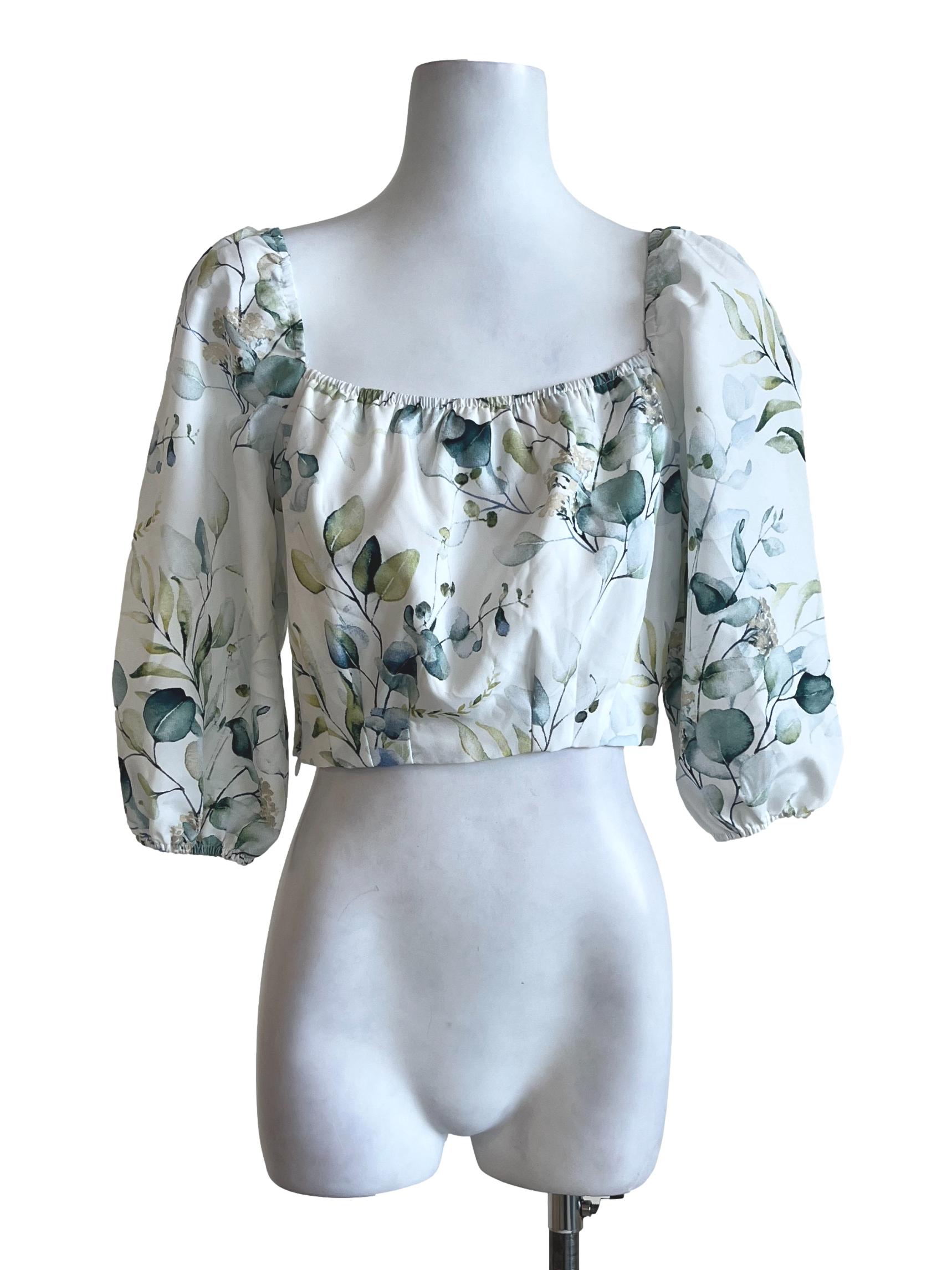 White Floral Pattern Top