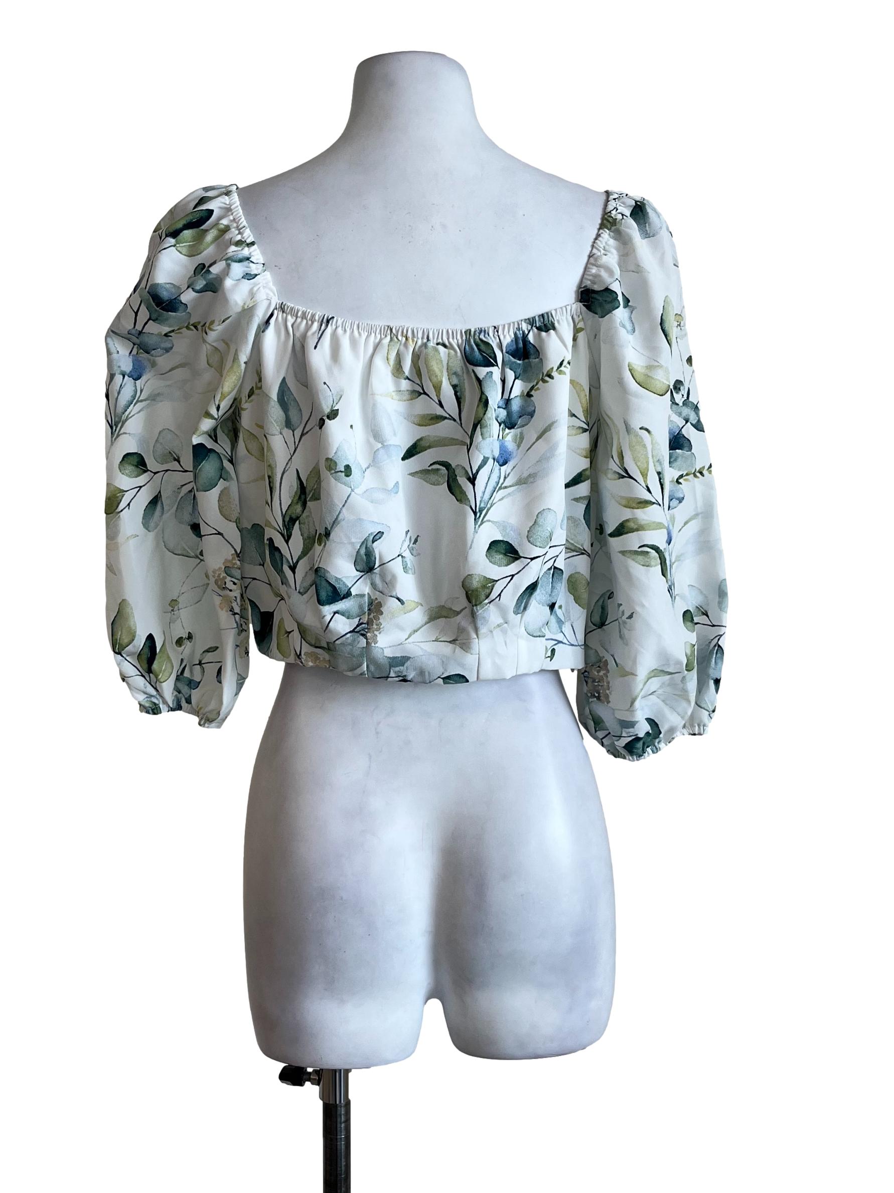 White Floral Pattern Top