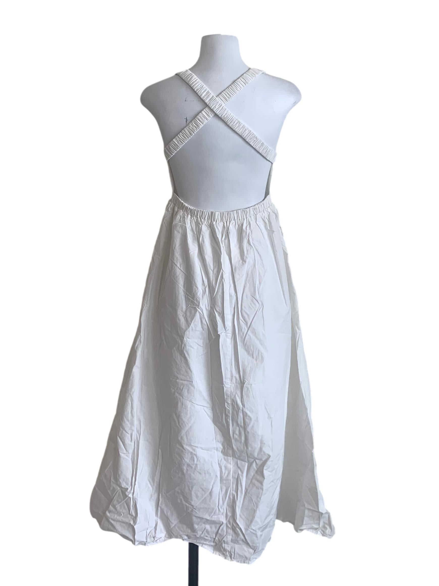 Cotton White Square Neck Bouffant Dress