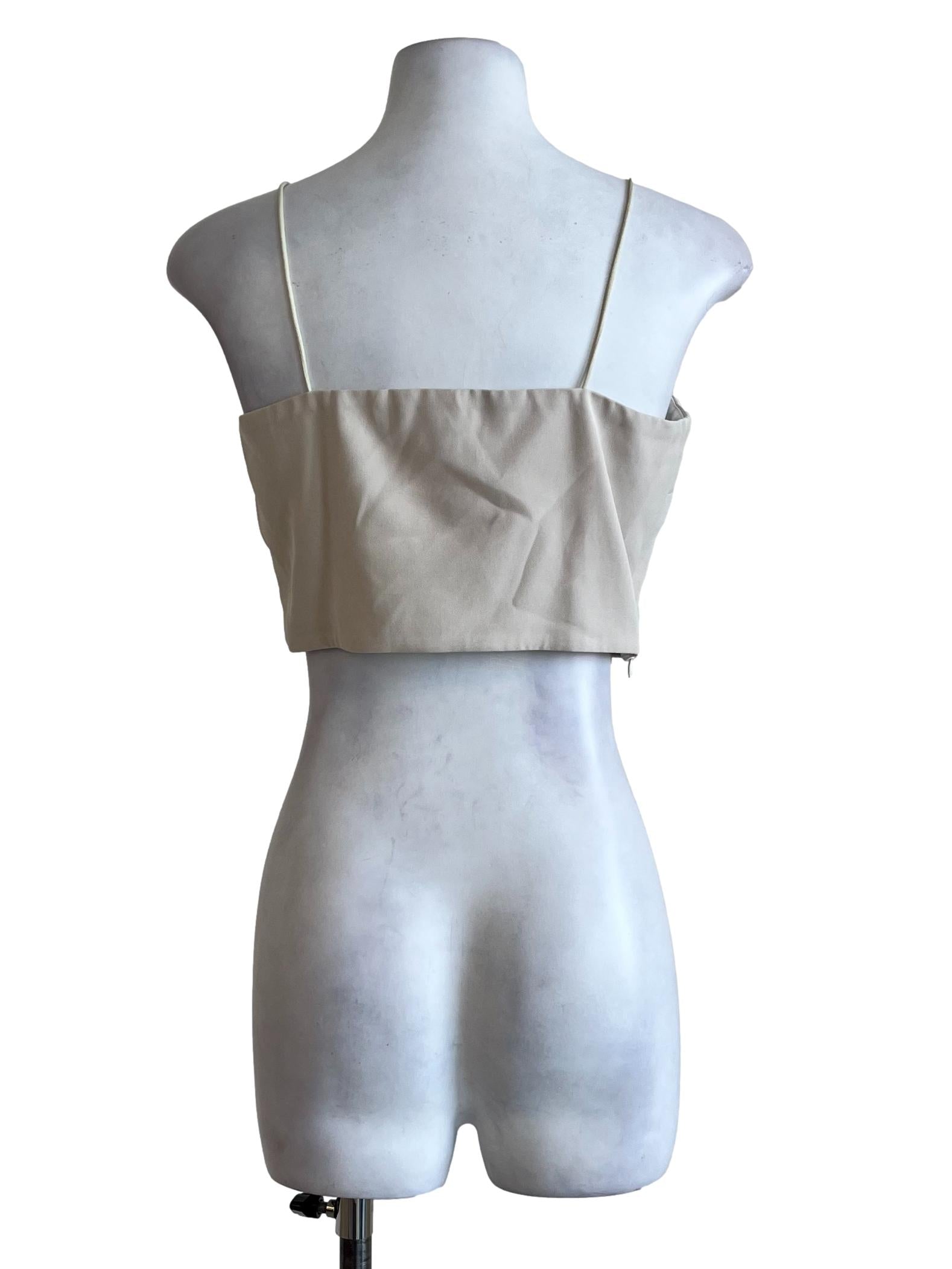 Beige Plain Sleeveless Top