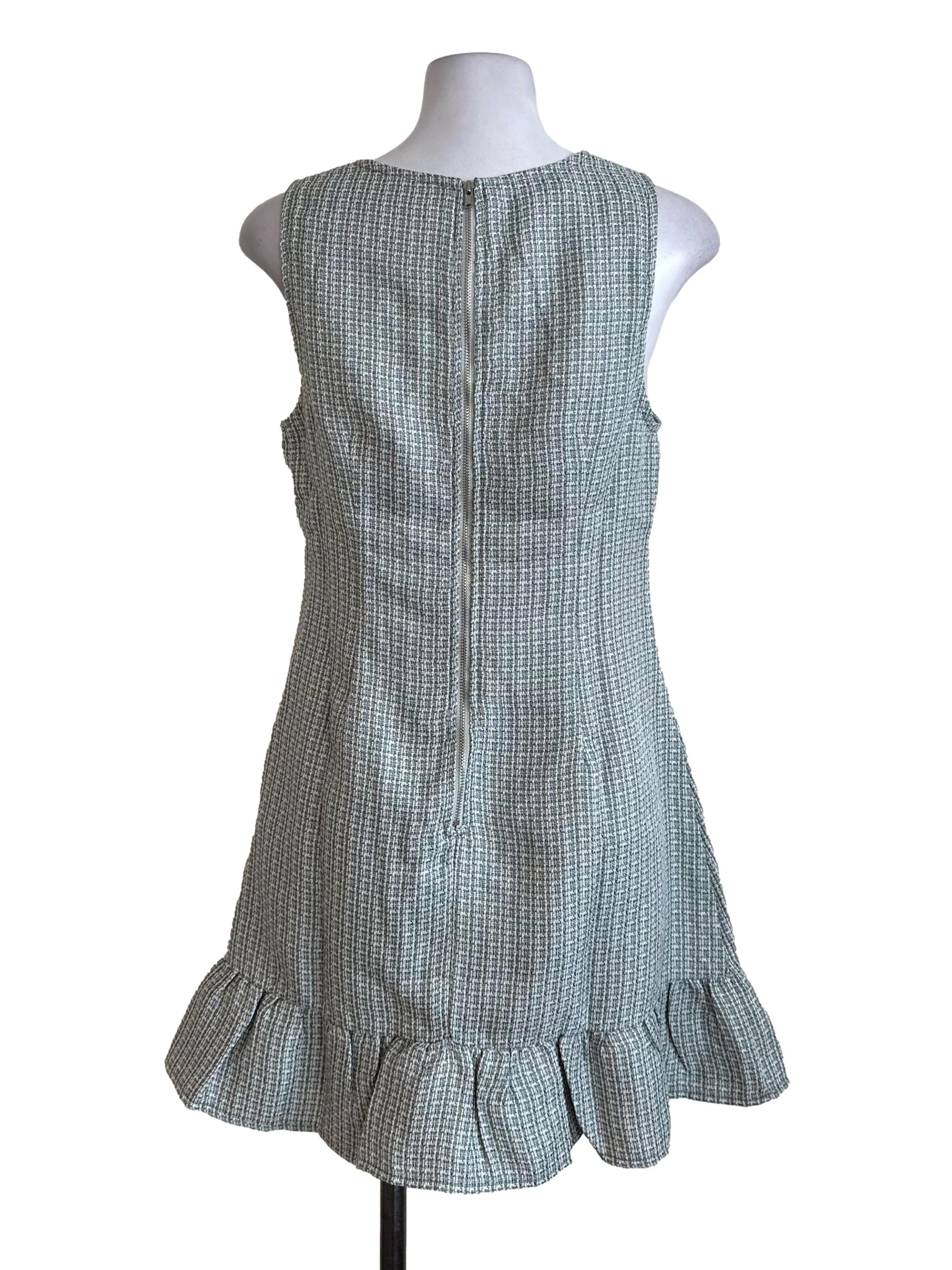 Pale Green Textured Ruffle Dress