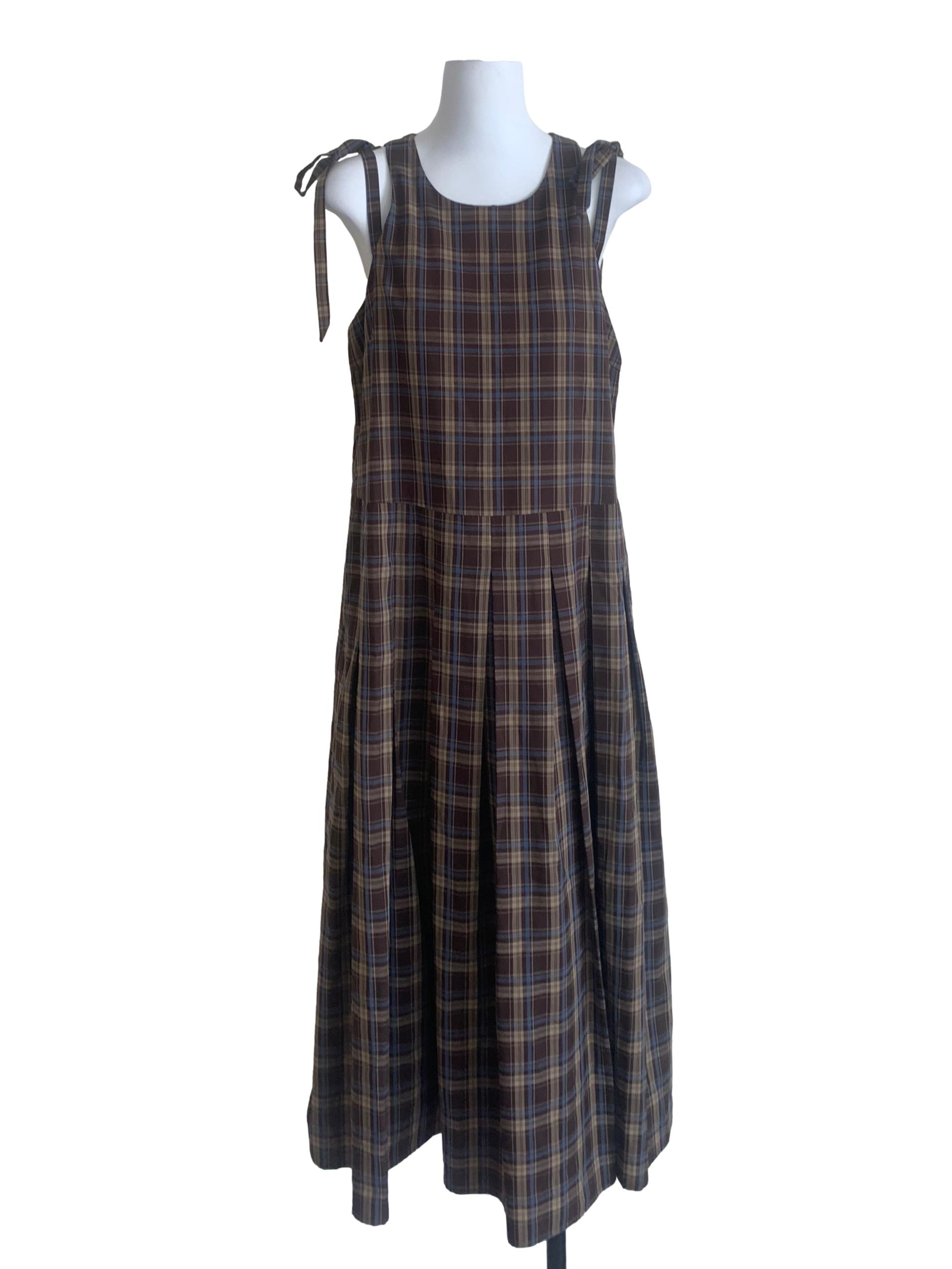 Wood Brown Pattern Drop Waist Dress