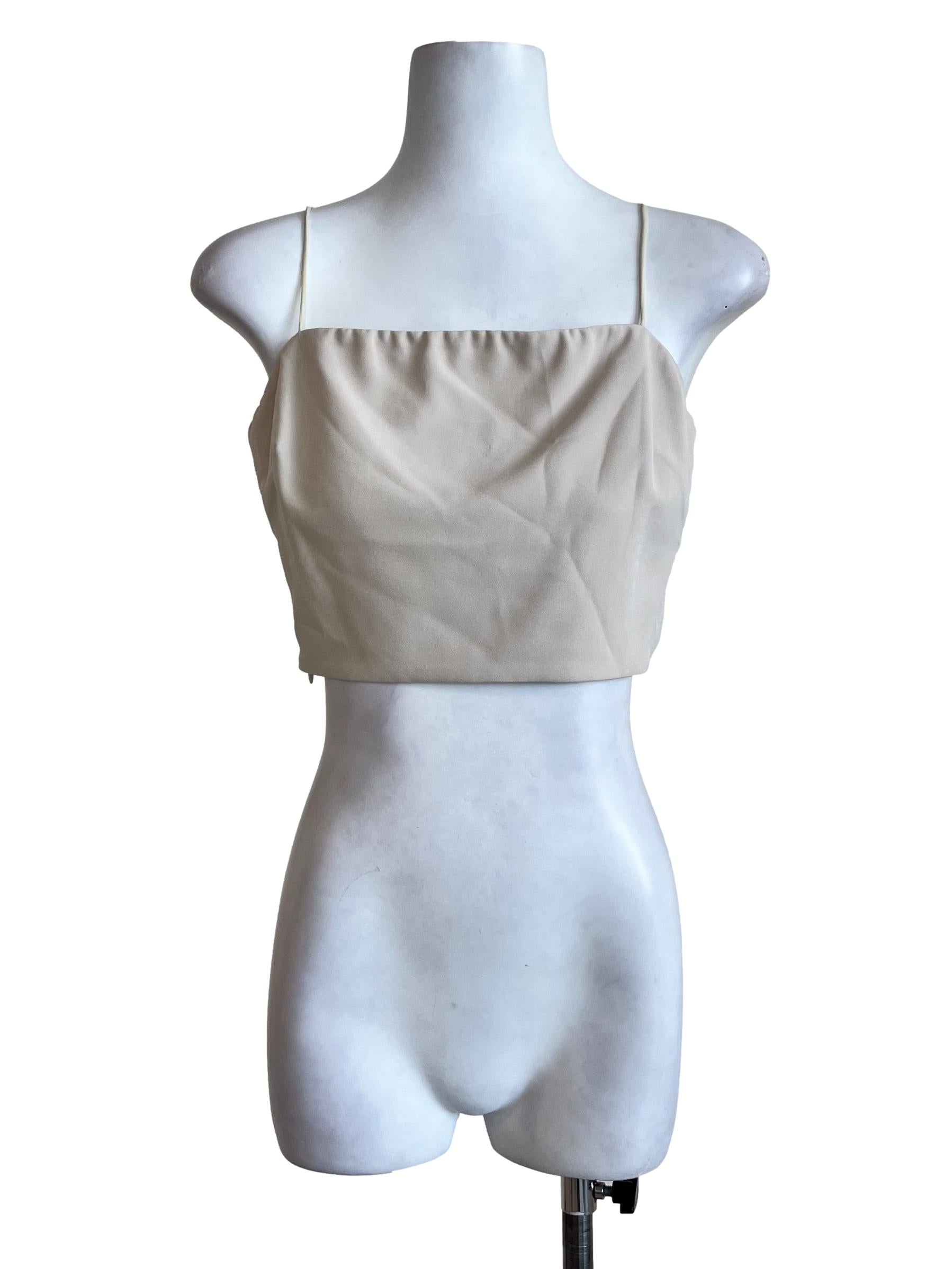 Beige Plain Sleeveless Top