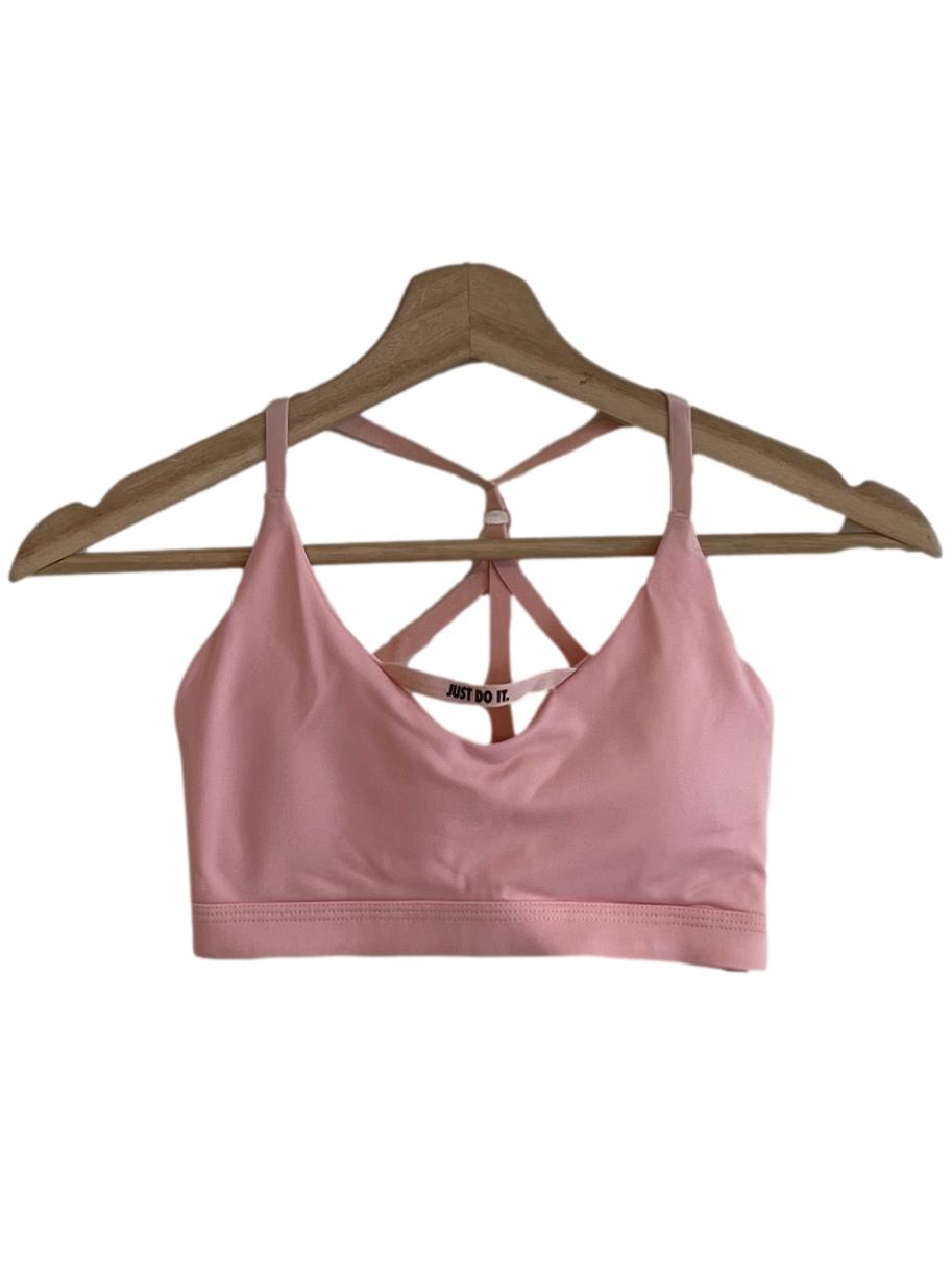 Blush Pink V-Neckline Sports Bra