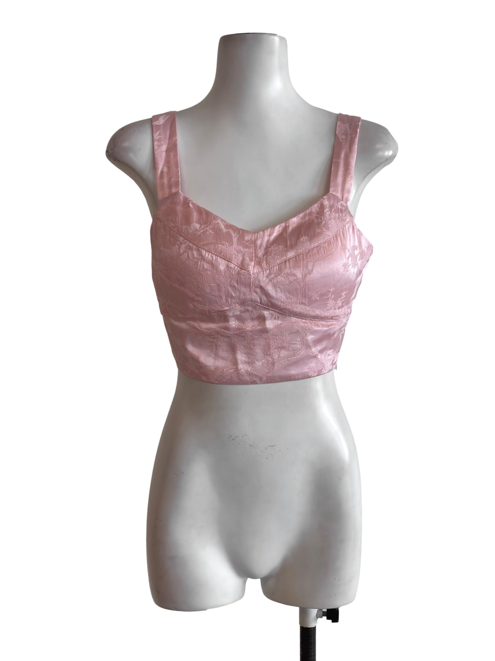 Pink Floral Padded Crop Top TCL