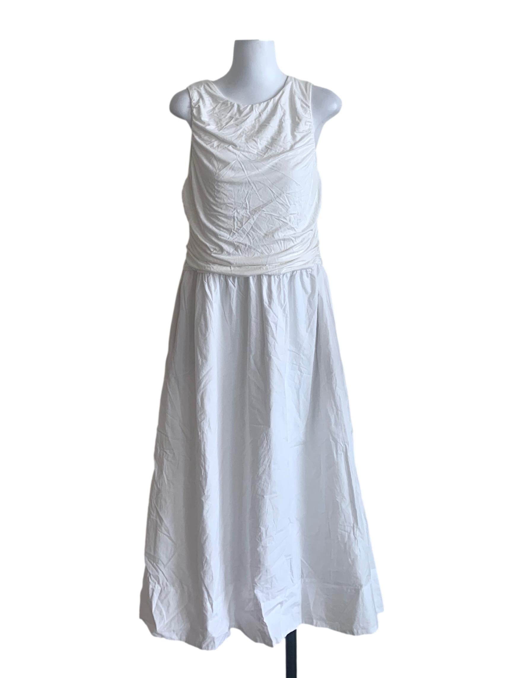 Chiffon White Round Neck Bouffant Dress