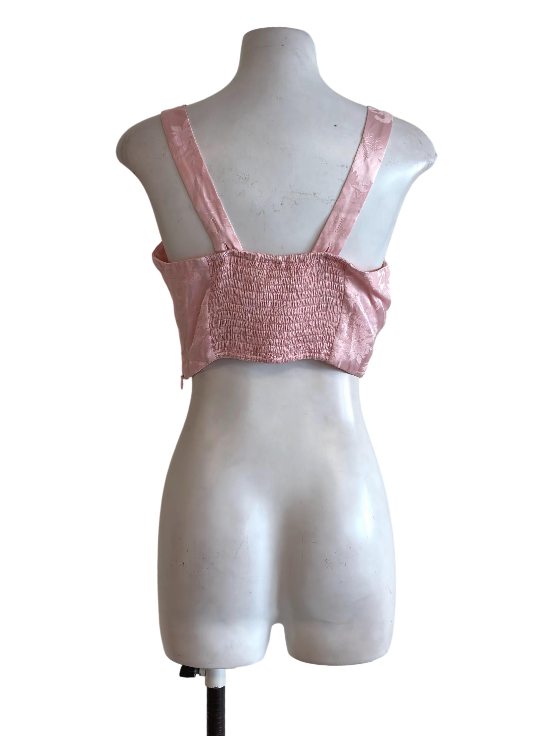 Pink Floral Padded Crop Top TCL