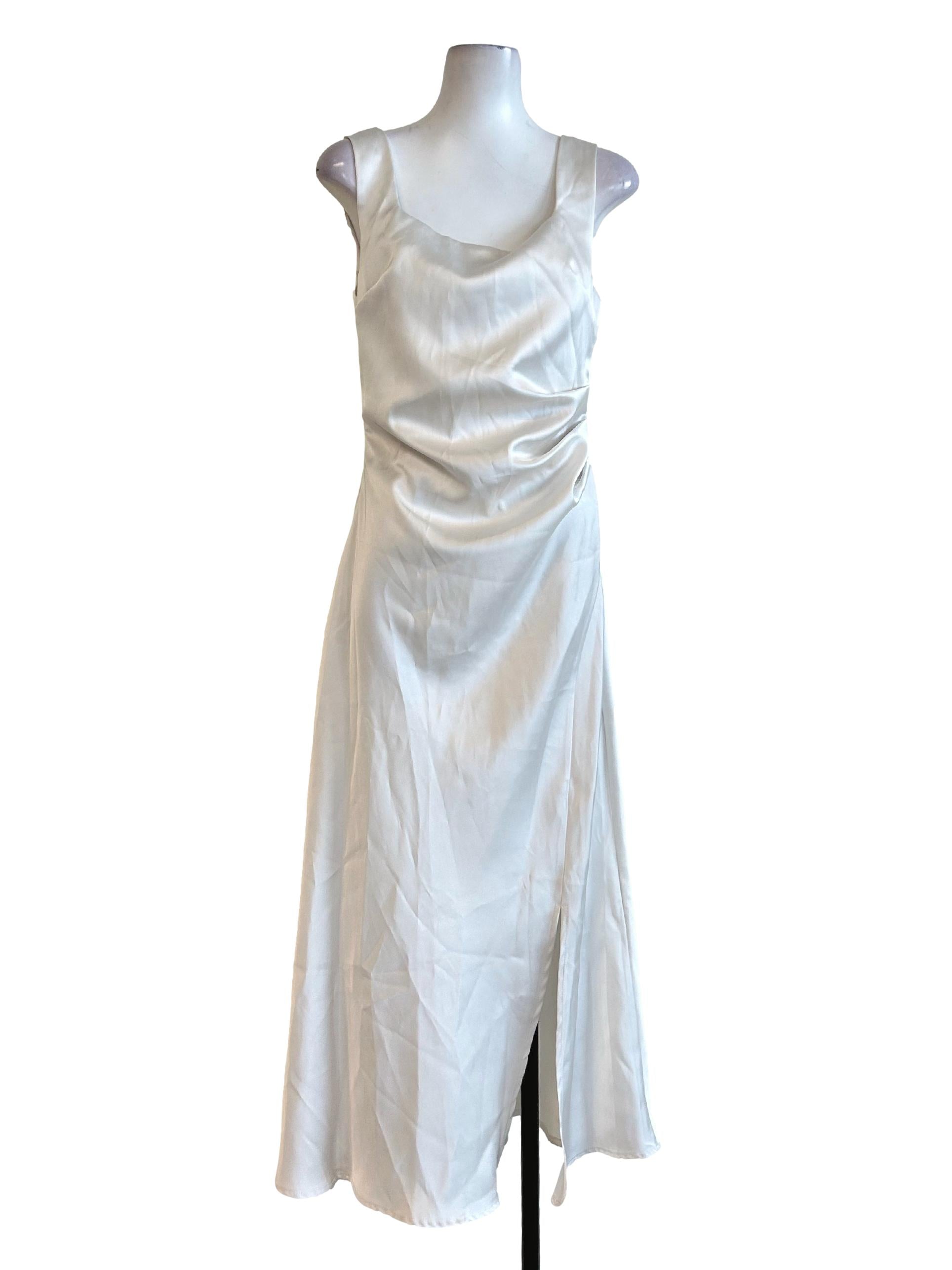 Pearl White Slit Dress