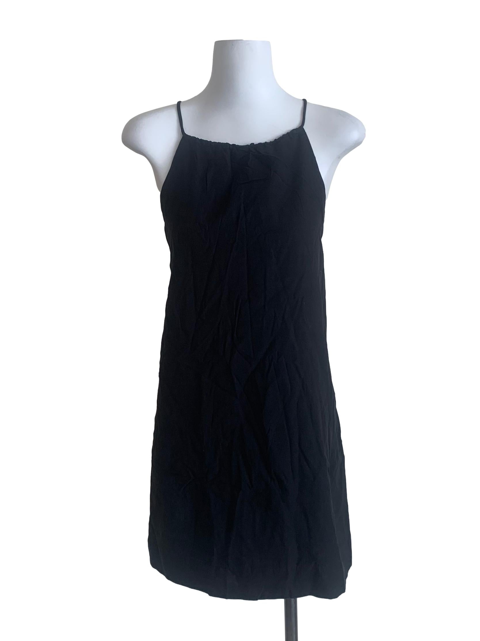 Midnight Black Spaghetti Strap Shift Dress