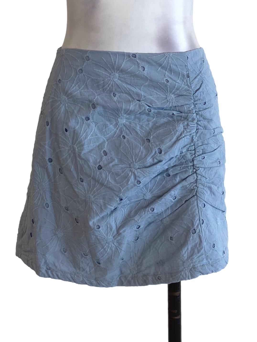 Blue Floral Embroidered Skorts