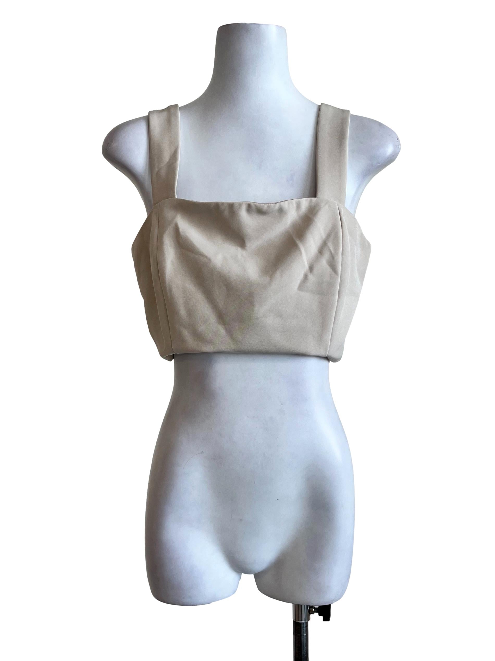 Beige Basic Back Zip Top