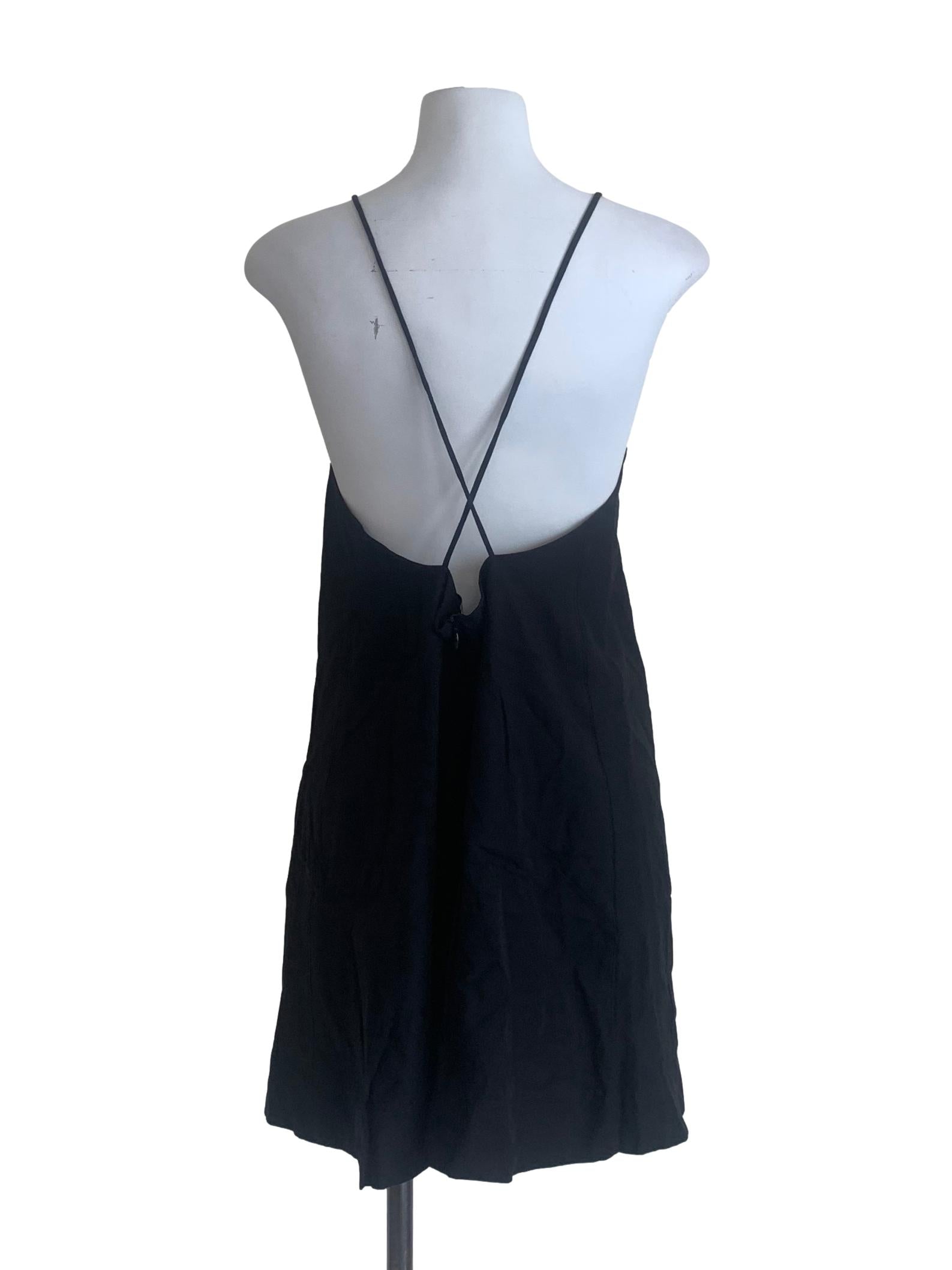 Midnight Black Spaghetti Strap Shift Dress