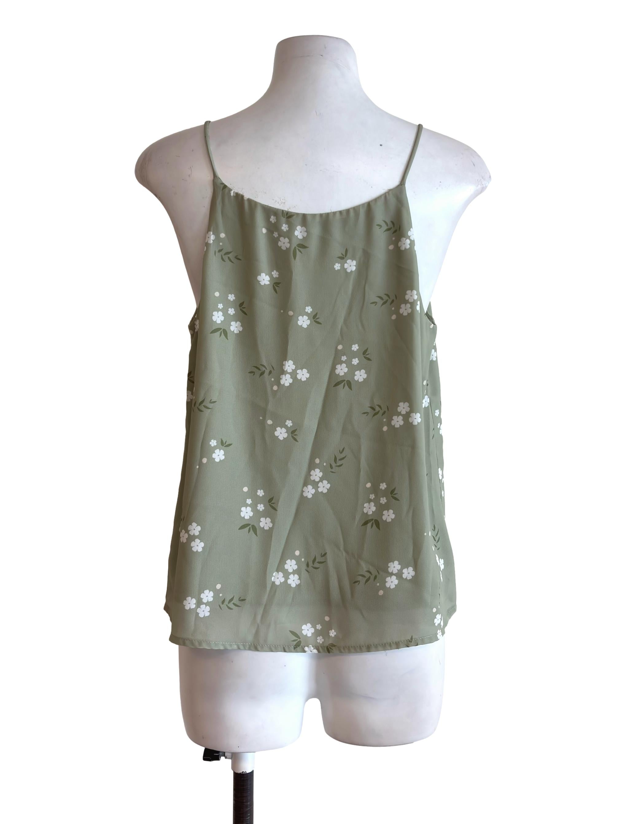 Matcha Green Floral Spaghetti Top TCL
