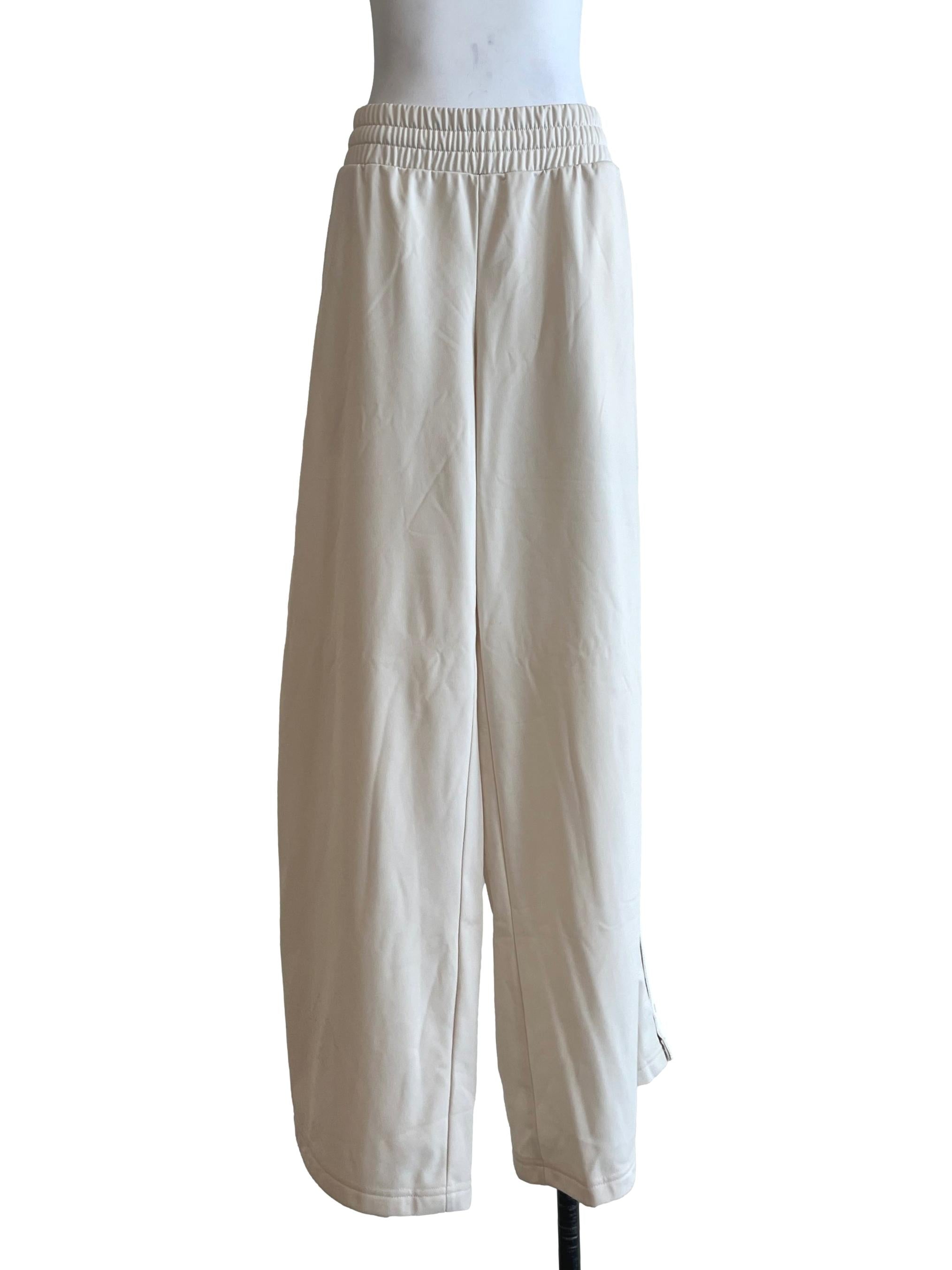 Ivory White Wide Leg Sweatpants