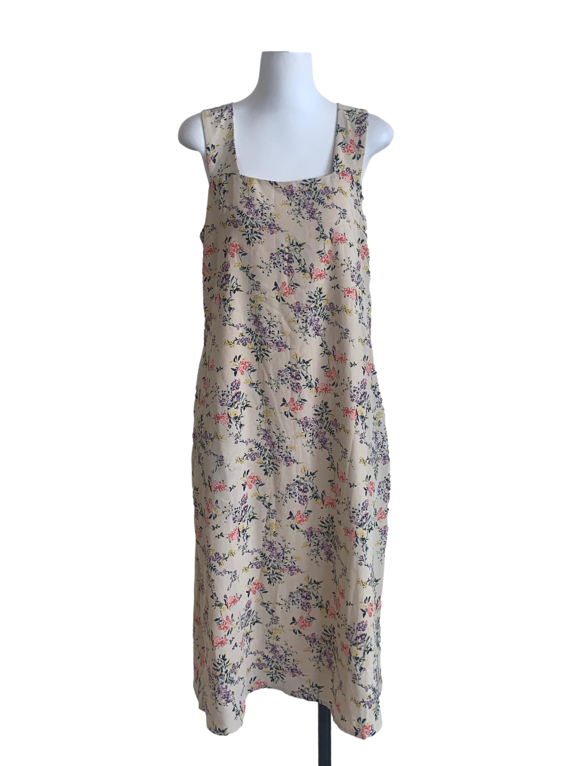 Latte Beige Floral Pattern Dress