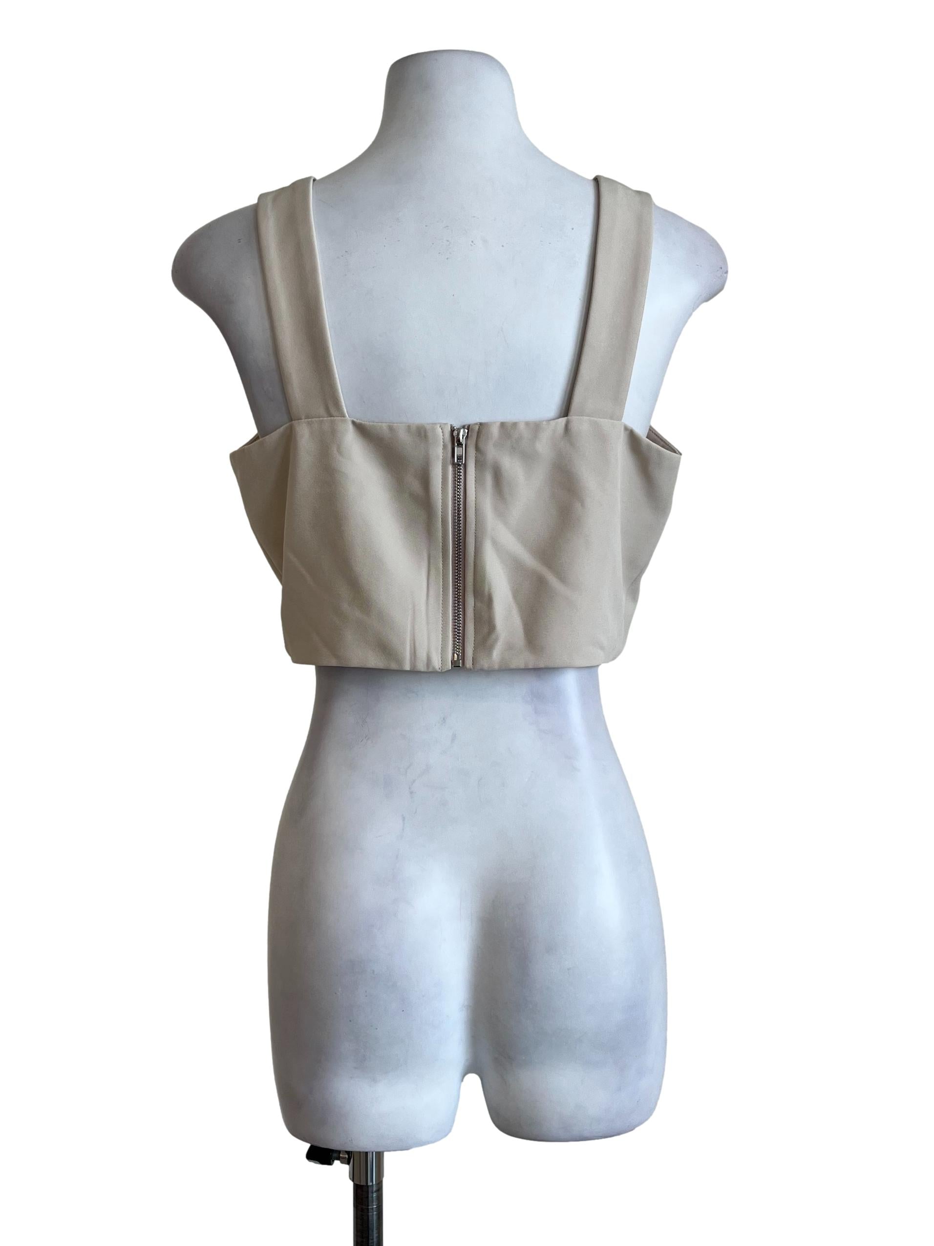 Beige Basic Back Zip Top