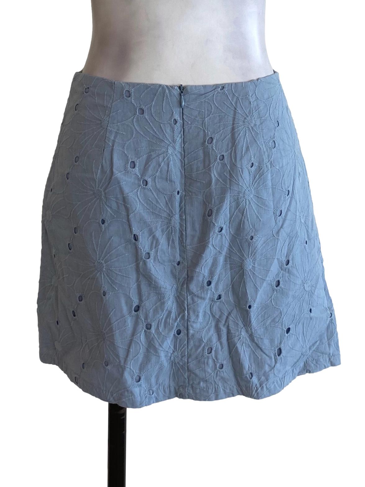 Blue Floral Embroidered Skorts
