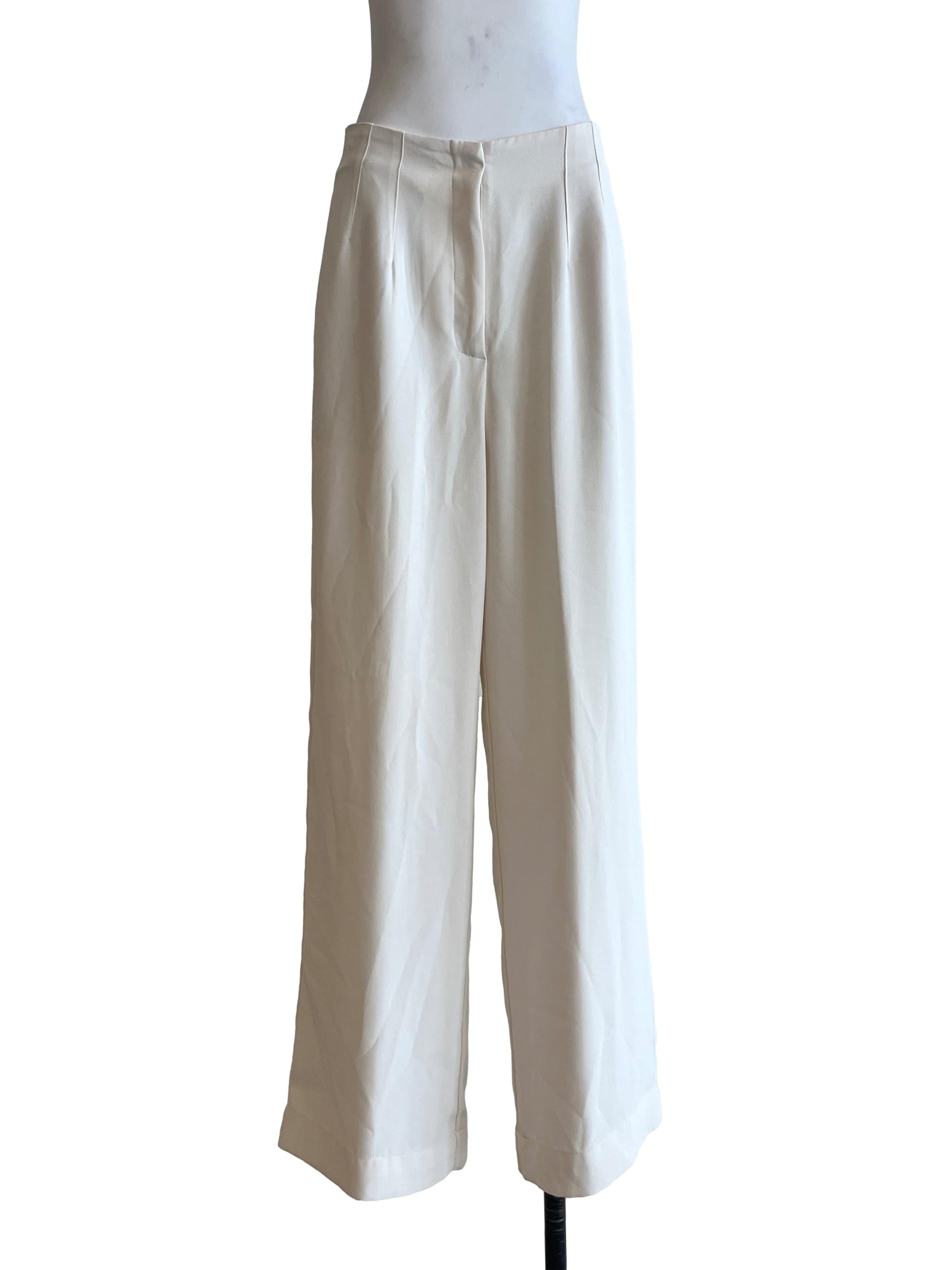 Chiffon White Wide Leg Pants