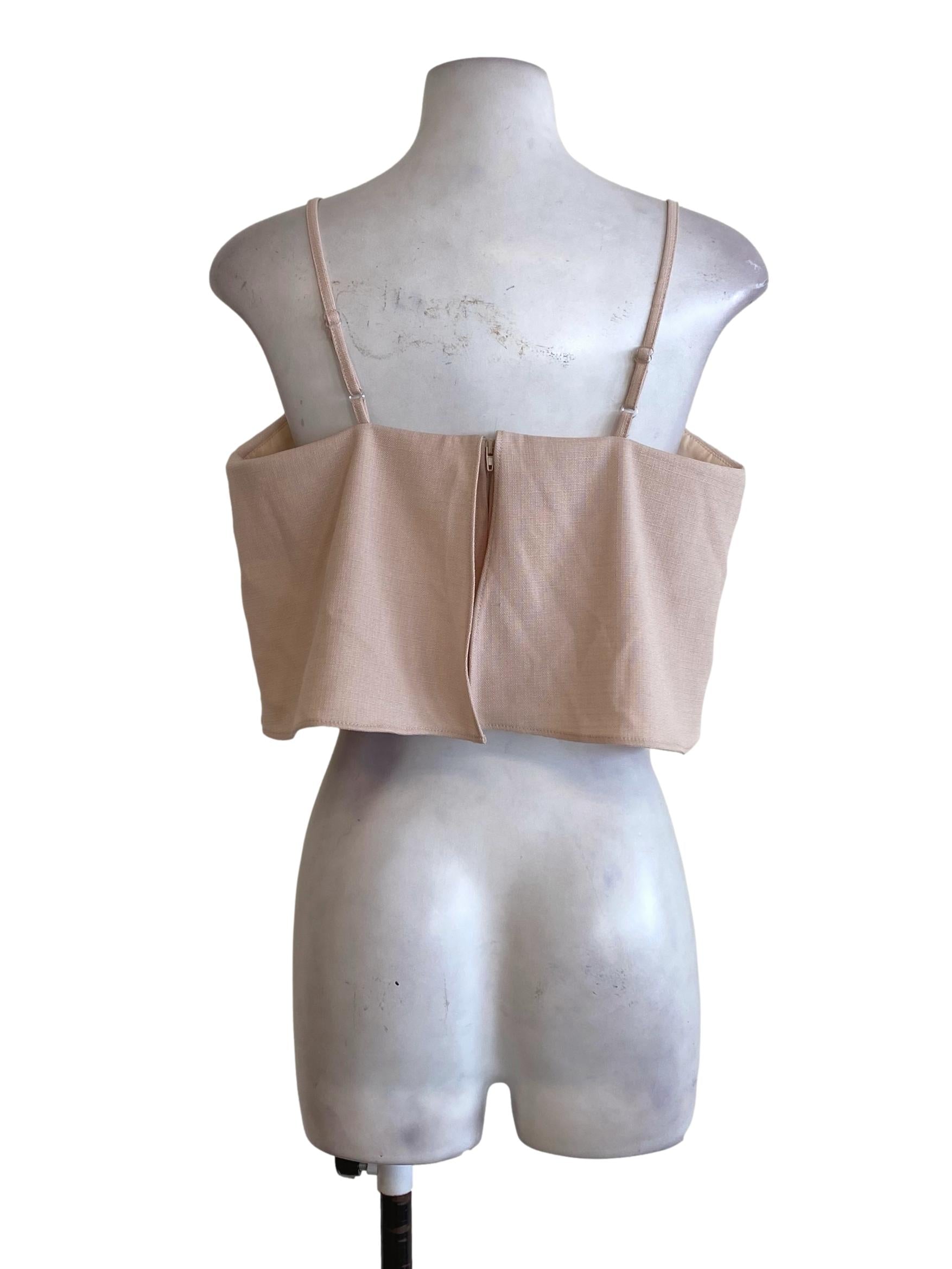 Beige Layered Pleated Top