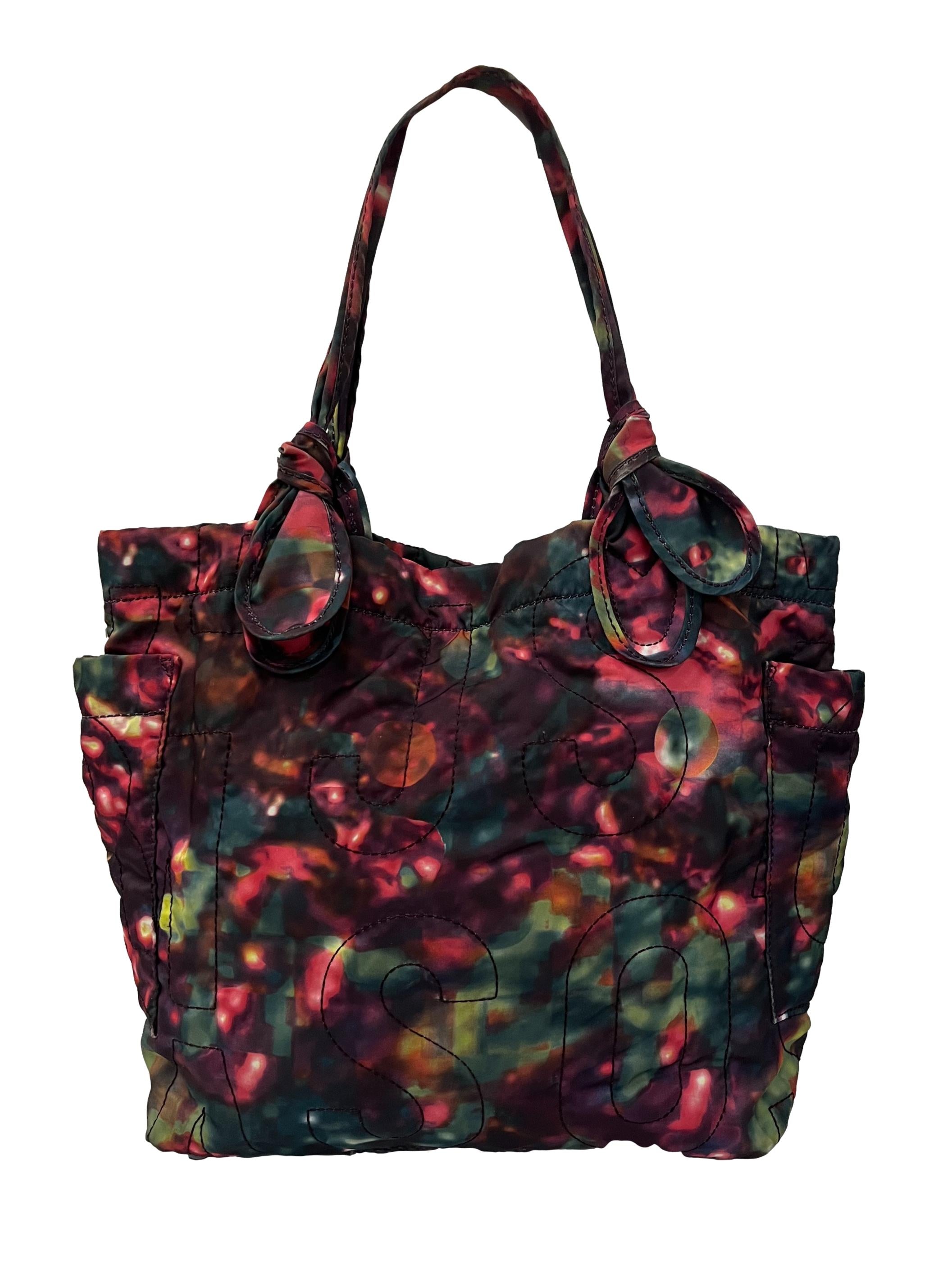 Purple Printed Nylong Tote Bag