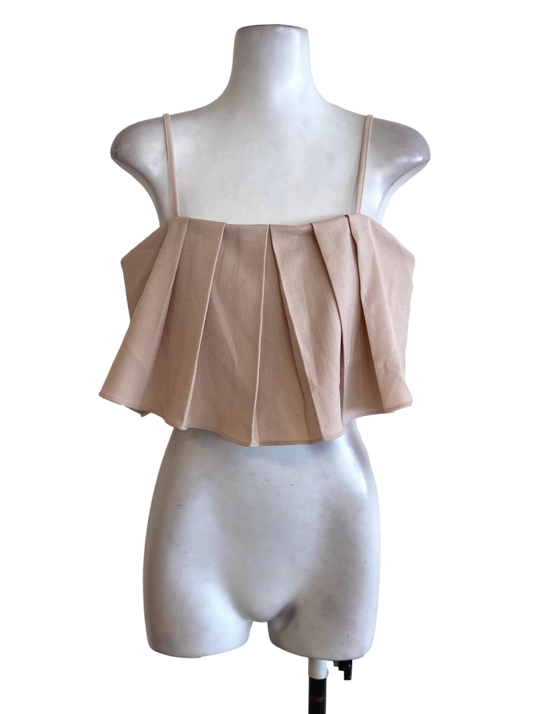 Beige Layered Pleated Top