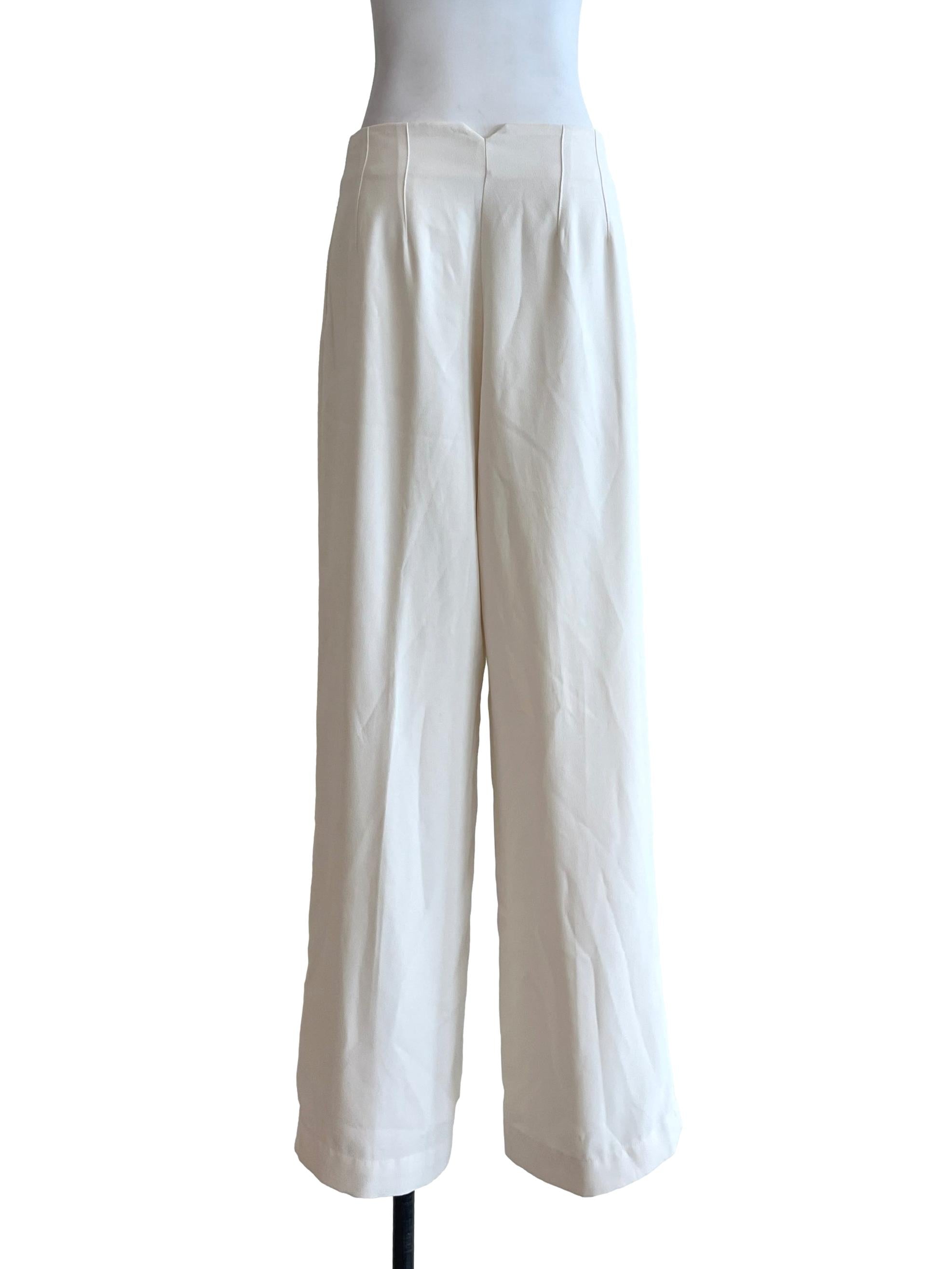 Chiffon White Wide Leg Pants