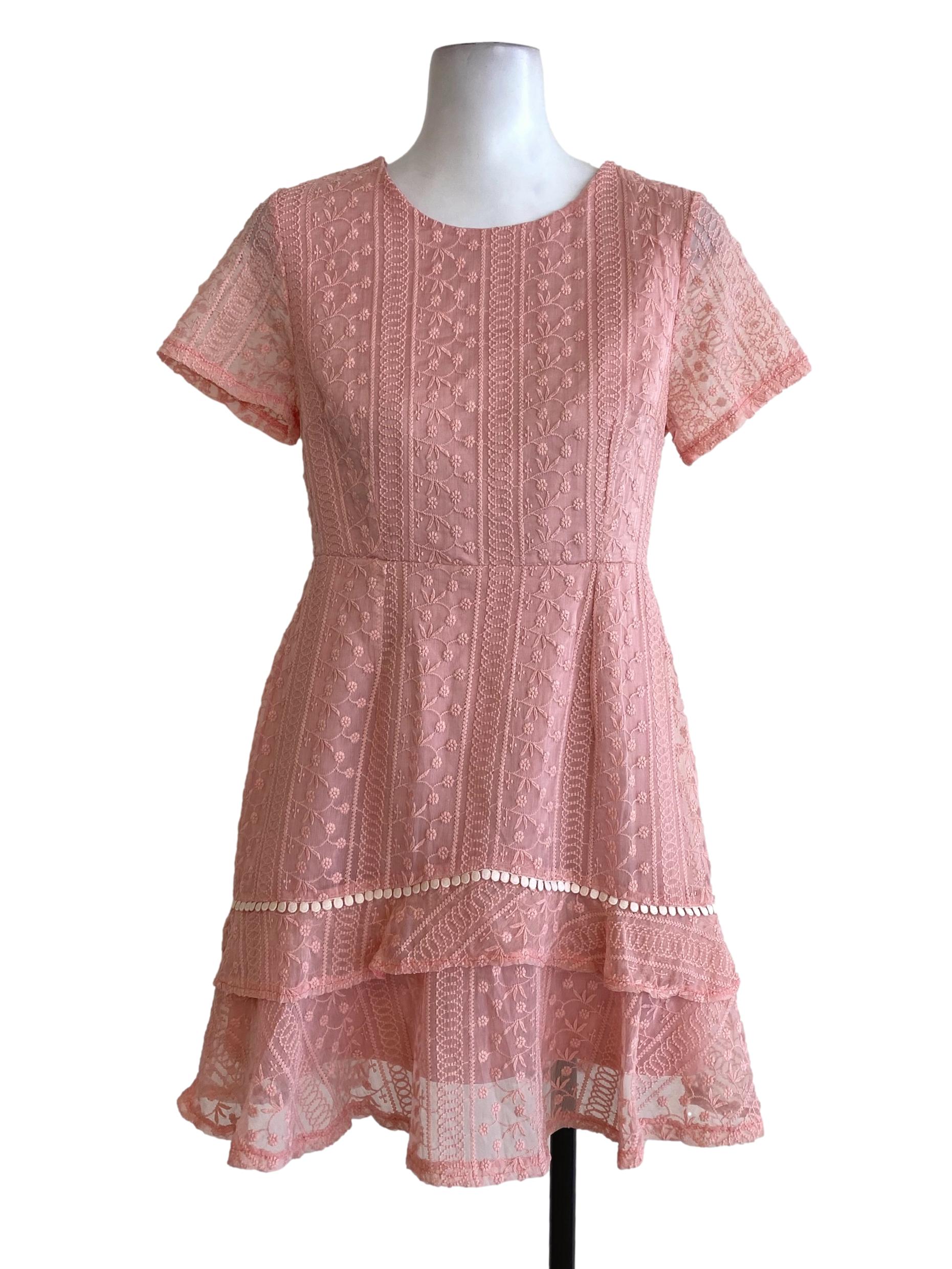 Pink Embroidered A Line Dress