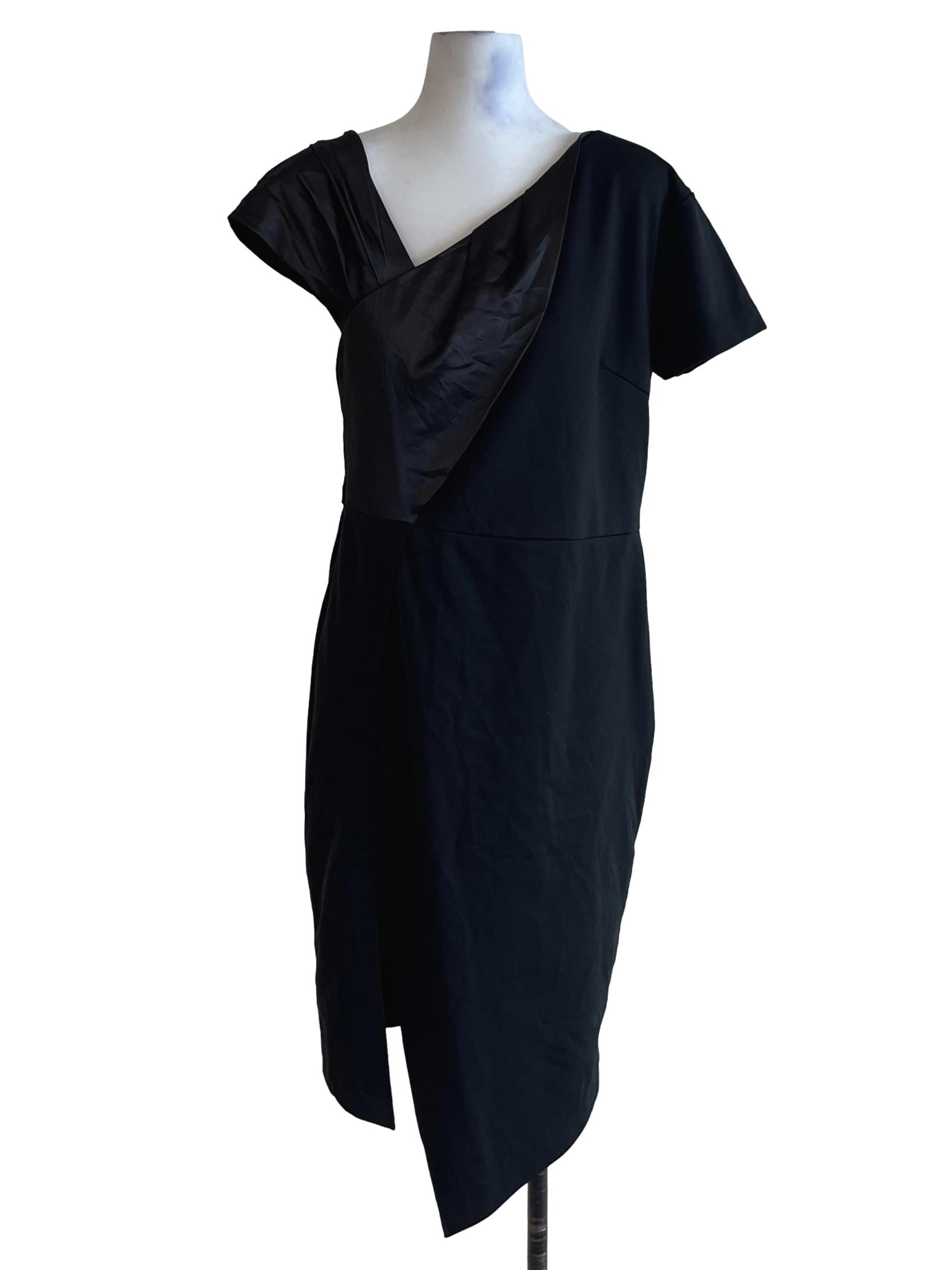 Black Asymmetrical Neckline Empire Dress