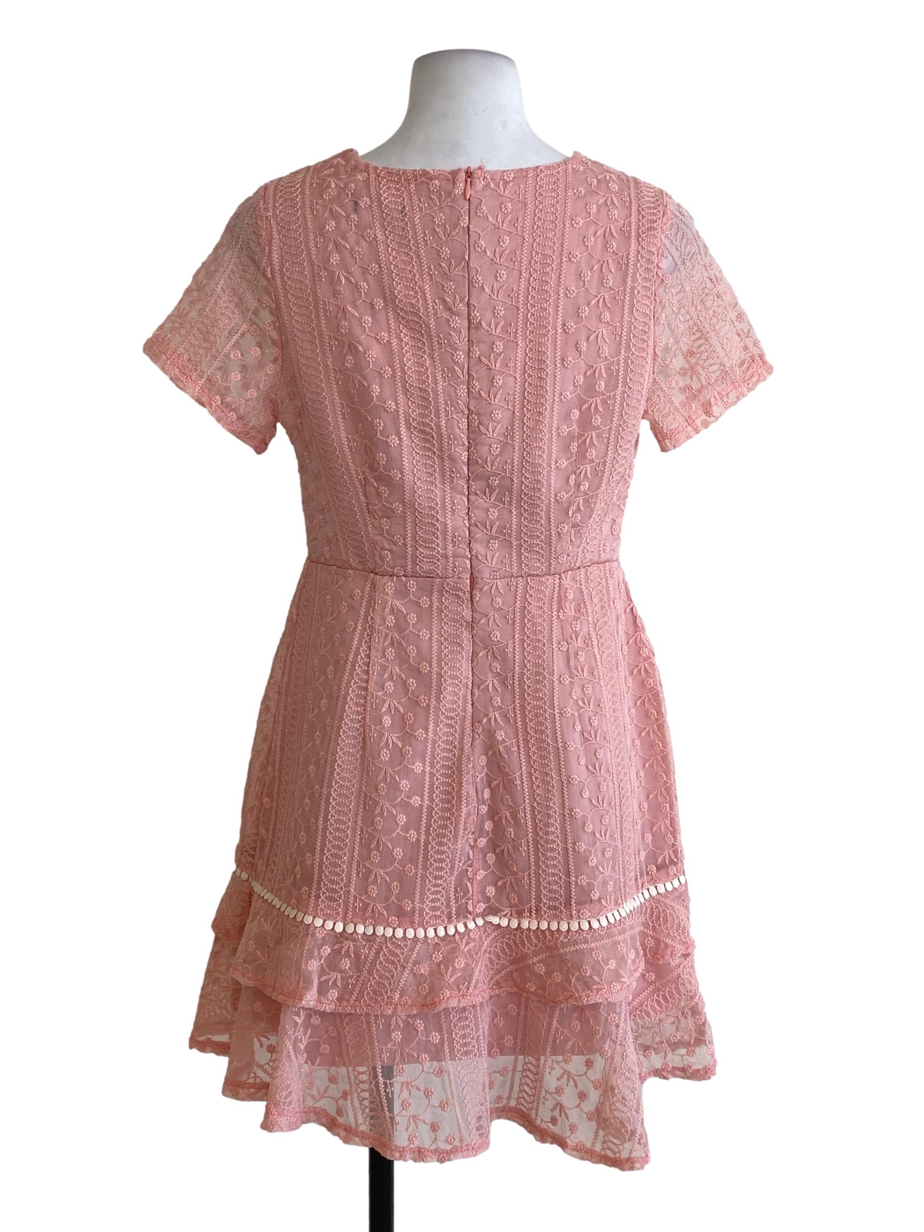 Pink Embroidered A Line Dress