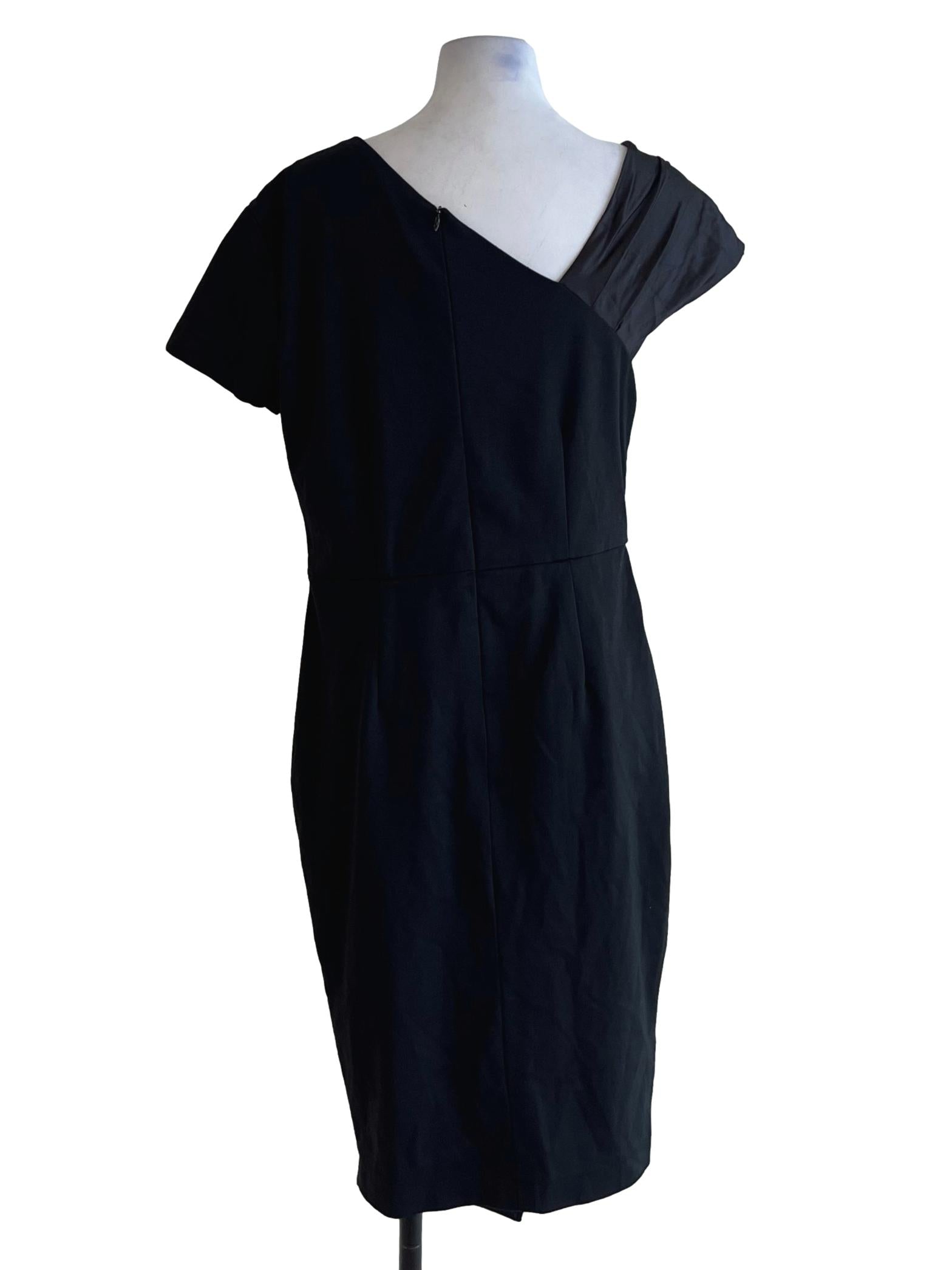 Black Asymmetrical Neckline Empire Dress