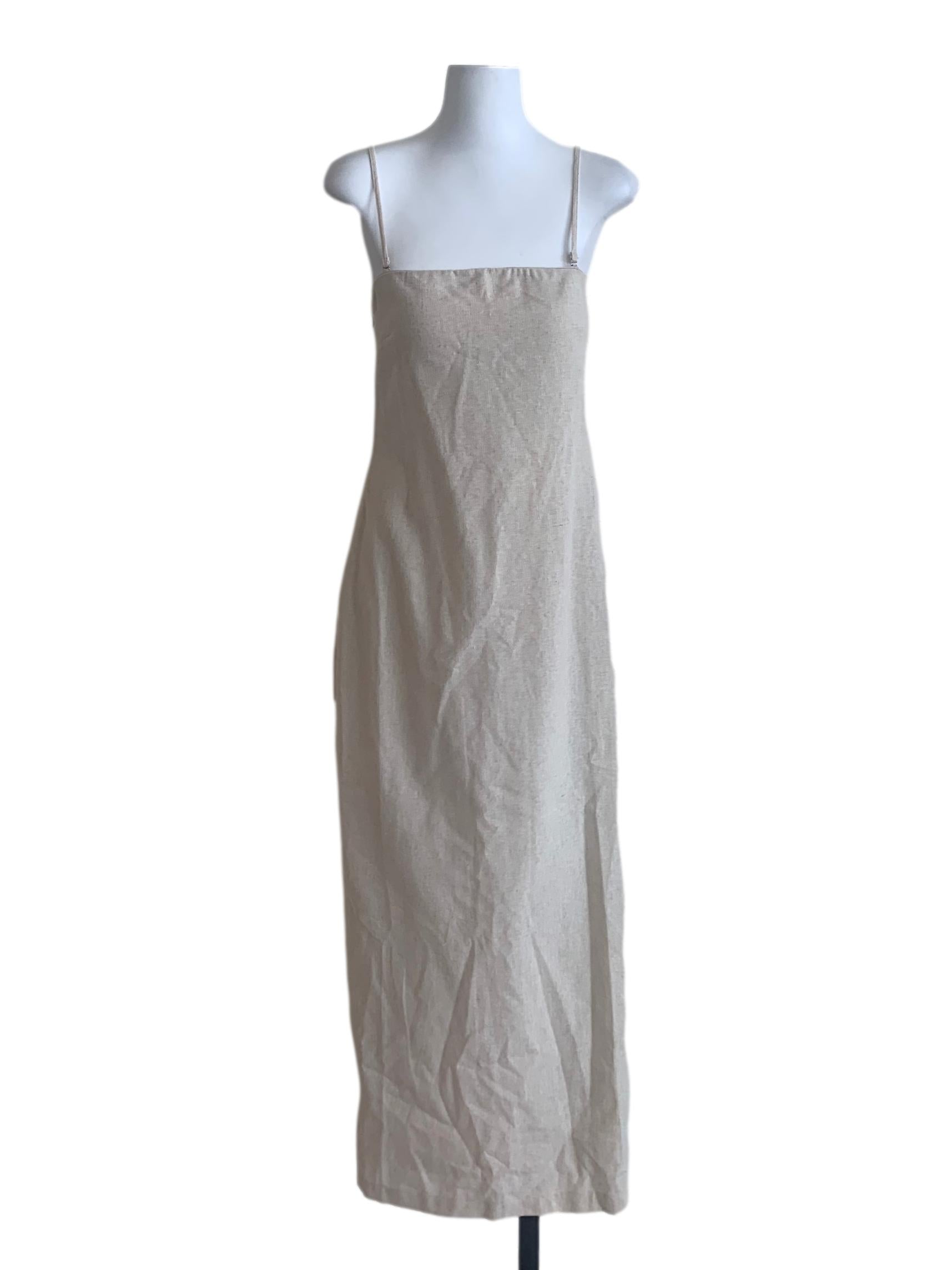 Bone Beige Spaghetti Strap Dress
